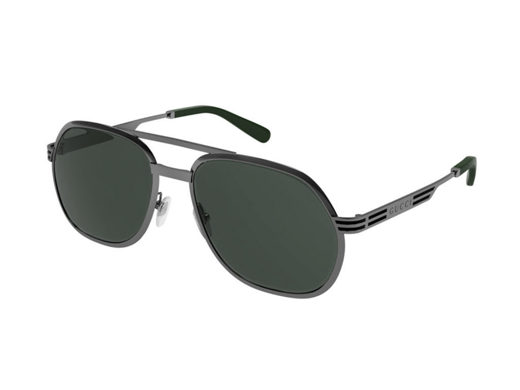 Gucci Uomo GG0981S 002 Occhiali da sole Metallo Rutenio Verde Pilot Normale Gucci Uomo GG0981S 002 Occhiali da sole Metallo Rutenio Verde Pilot Normale