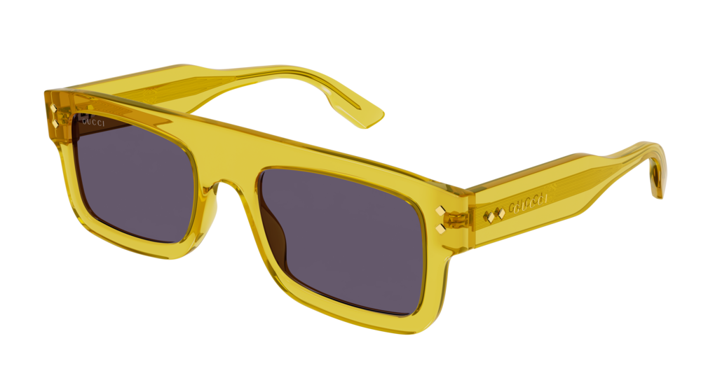 Gucci Uomo GG1085S 003 Occhiali da sole Acetato Giallo Grigio Squadrata