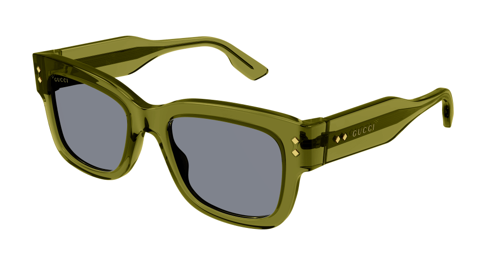 Gucci Uomo GG1217S 004 Occhiali da sole Acetato Verde Grigio Squadrata Normale