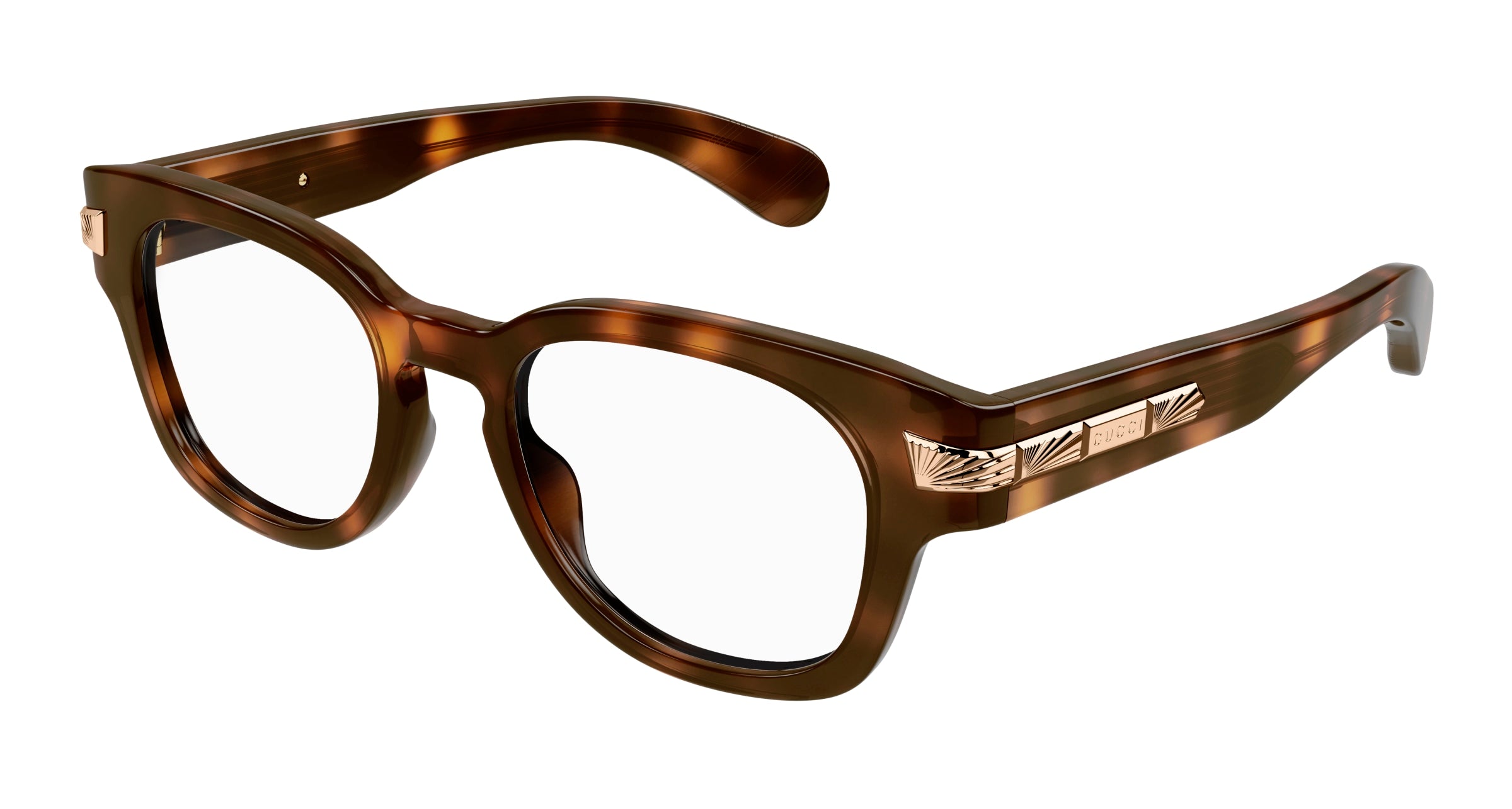 Gucci Uomo GG1518O 002 Montature da vista Acetato Havana Trasparente Rotonda Gucci Uomo GG1518O 002 Montature da vista Acetato Havana Trasparente Rotonda
