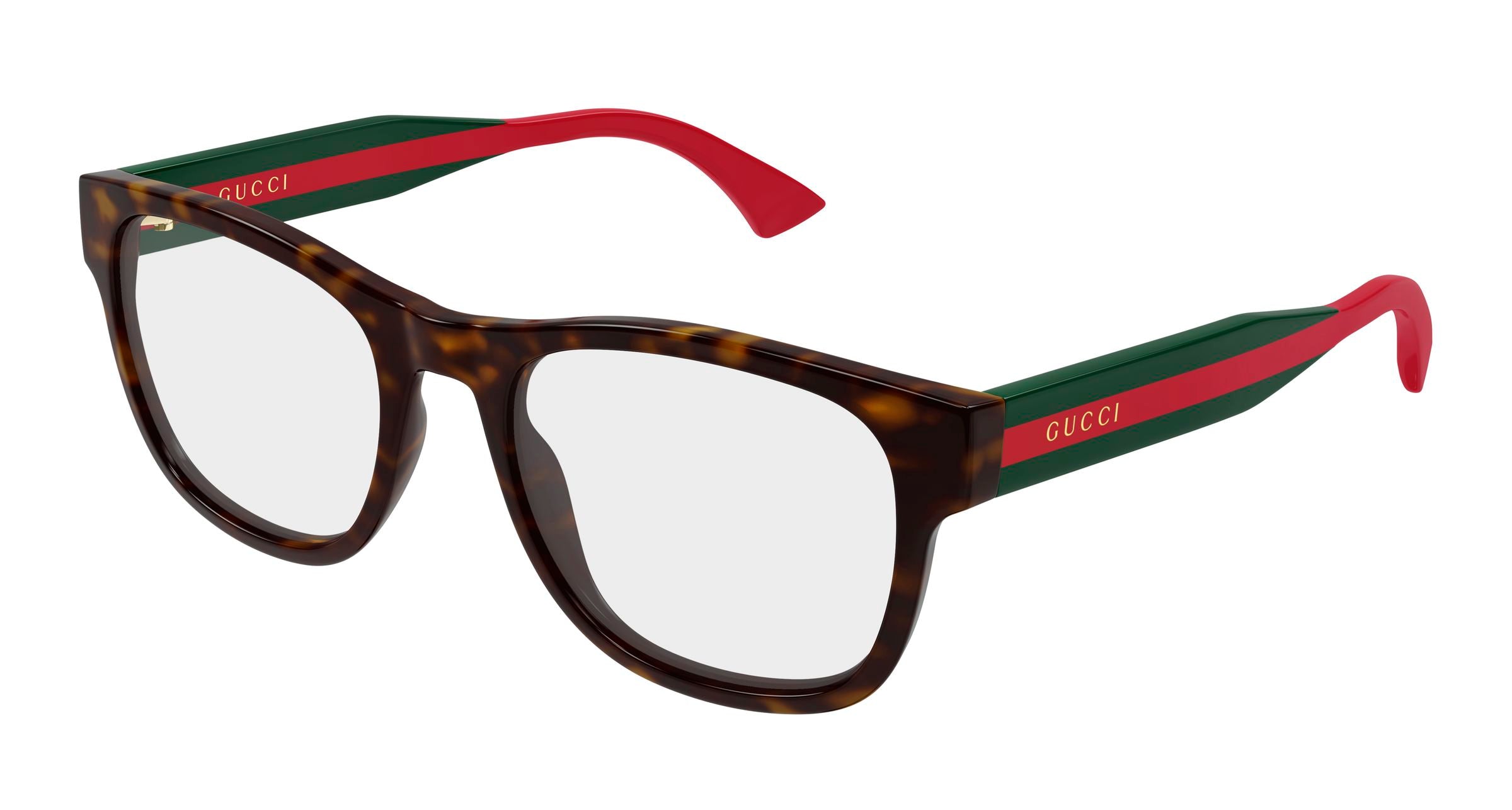 Gucci Uomo Gucci GG0004ONN 002 Montature da vista Acetato Havana Trasparente Squadrata