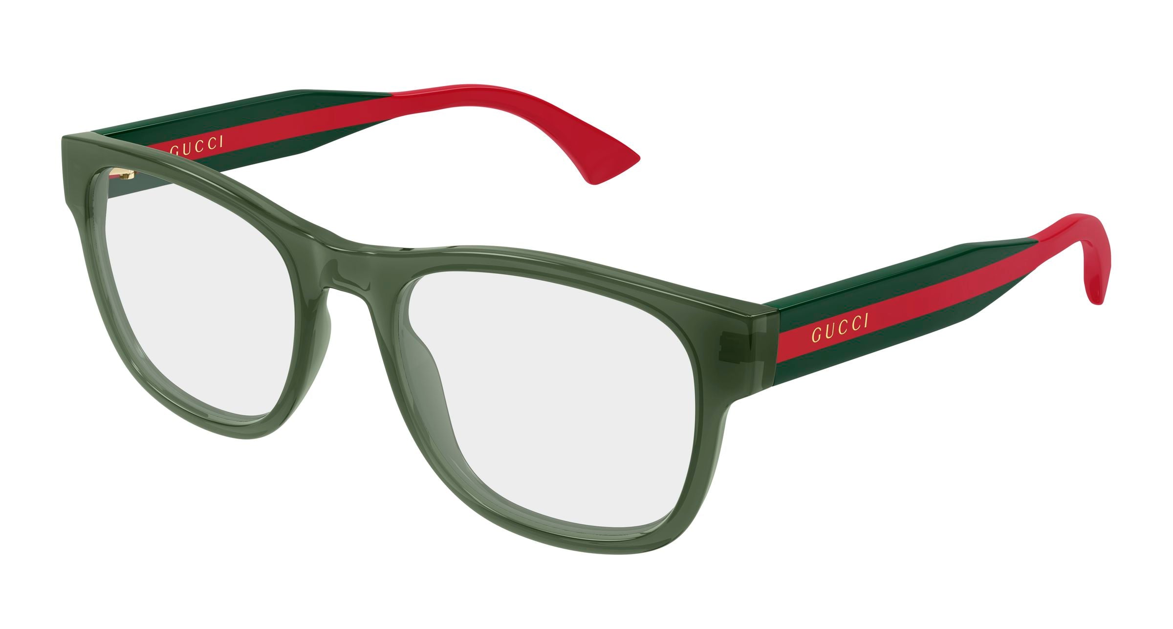Gucci Uomo Gucci GG0004ONN 004 Montature da vista Acetato Verde Trasparente Squadrata