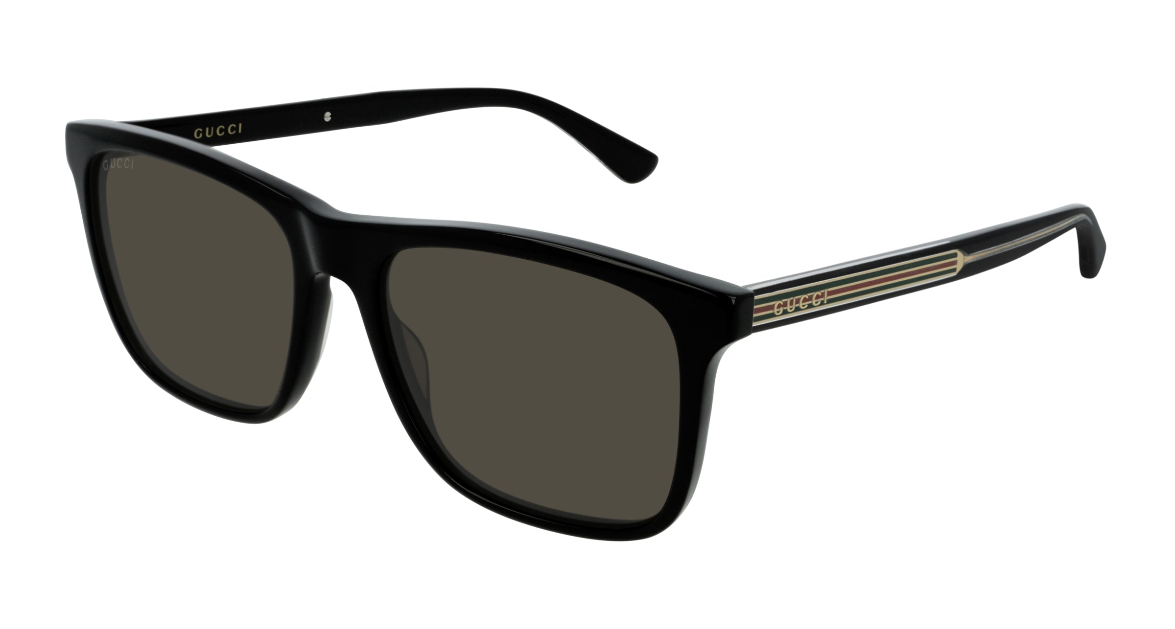 Gucci Uomo Gucci GG0381SN 007 Occhiali da sole Acetato Nero Grigio Squadrata Polarizzata