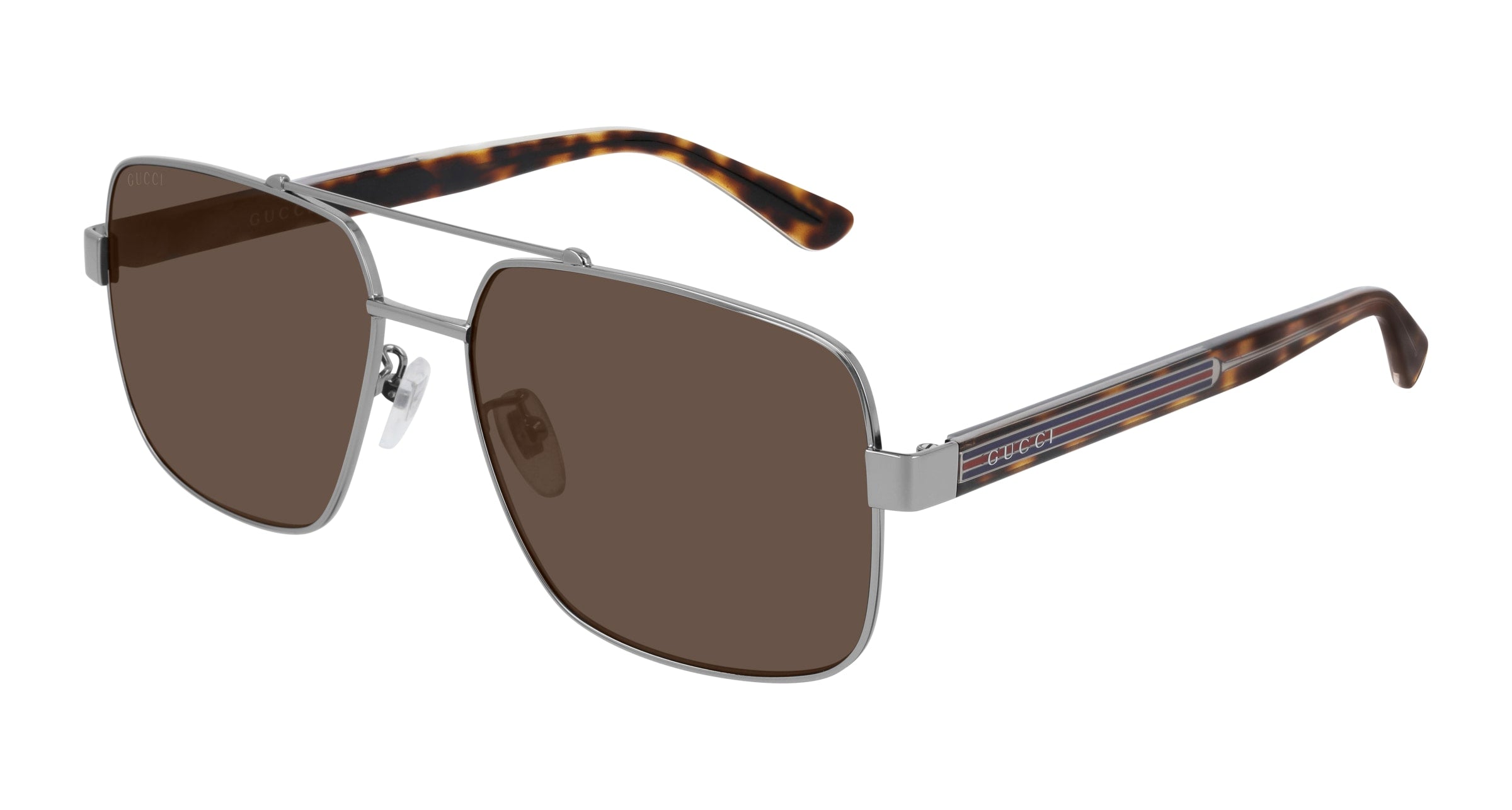 Gucci Uomo Gucci GG0529S 002 Occhiali da sole Metallo Rutenio Marrone Pilot Normale