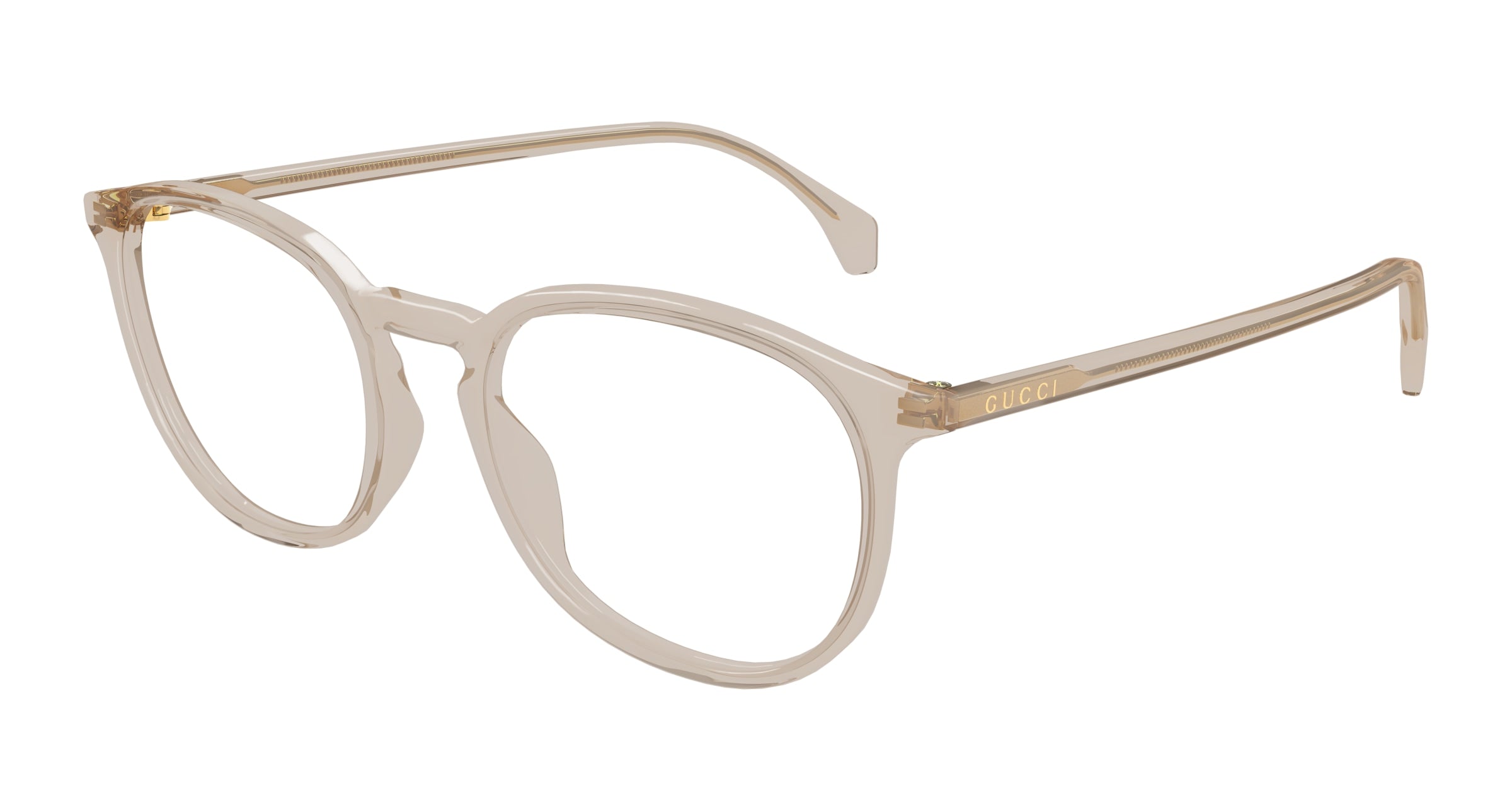 Gucci Uomo Gucci GG0551O 020 Montature da vista Acetato Marrone Trasparente Rotonda
