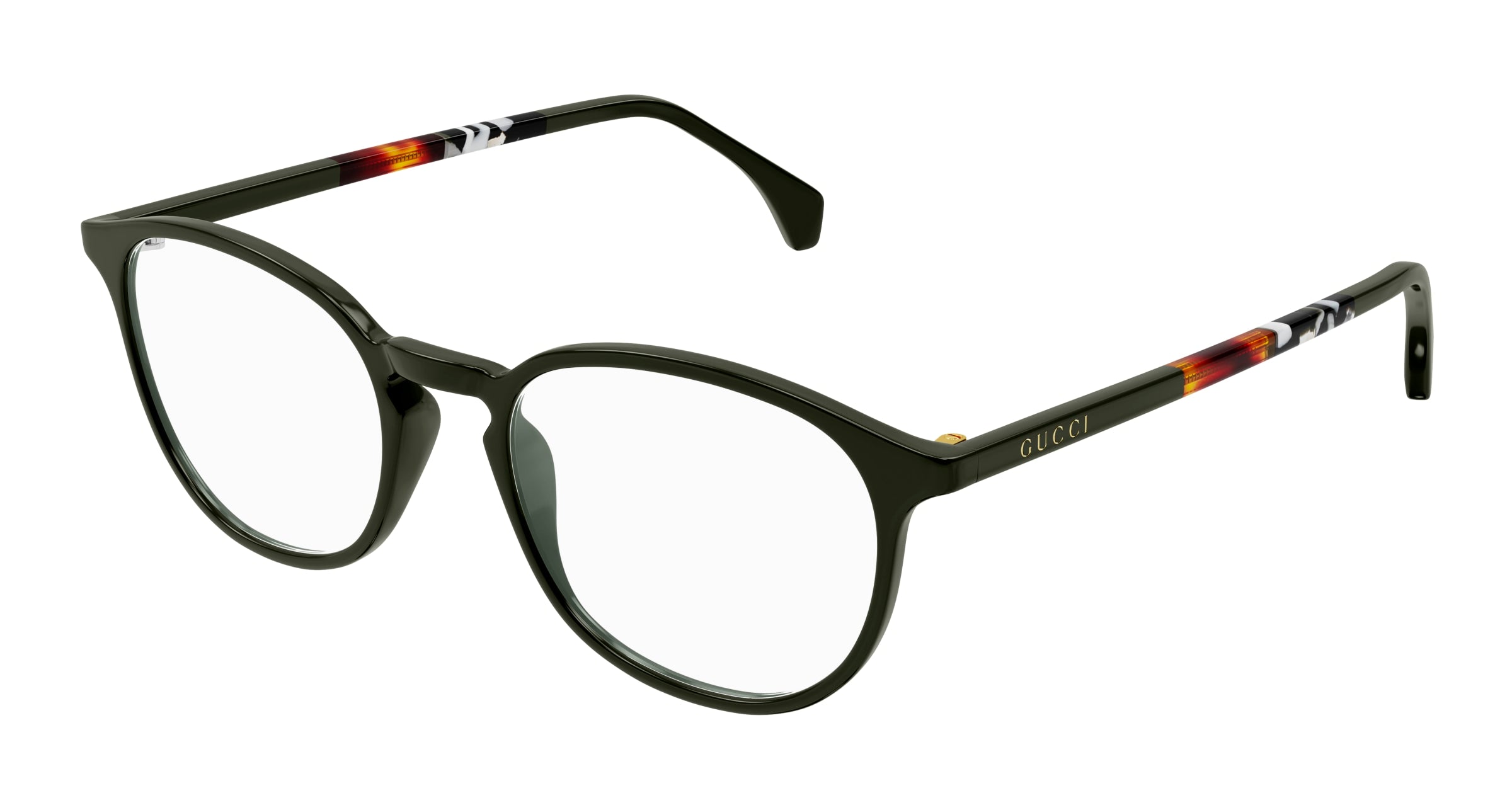 Gucci Uomo Gucci GG0551O 023 Montature da vista Acetato Verde Trasparente Rotonda