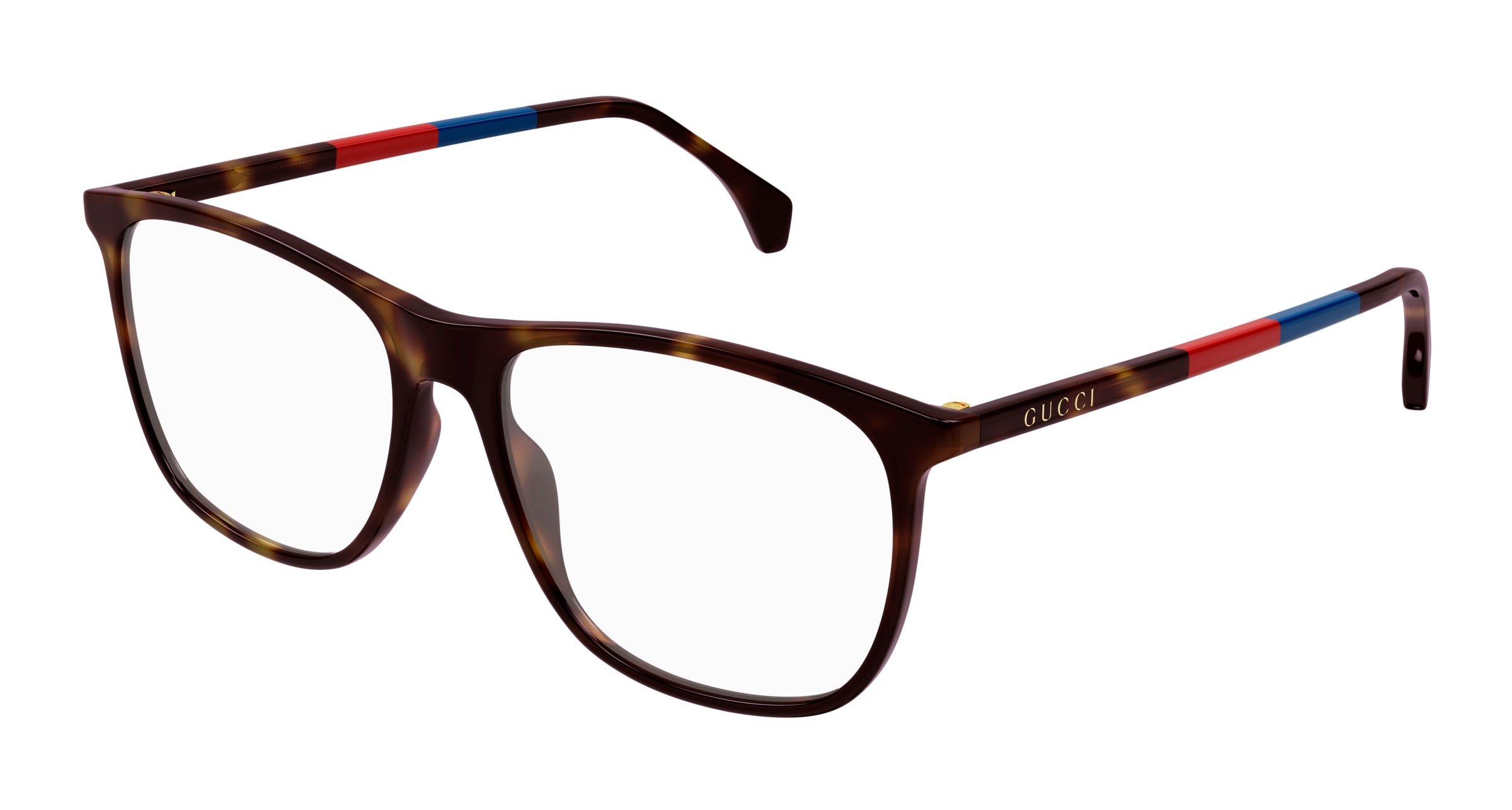 Gucci Uomo Gucci GG0554O 010 Montature da vista Acetato Havana Trasparente Squadrata