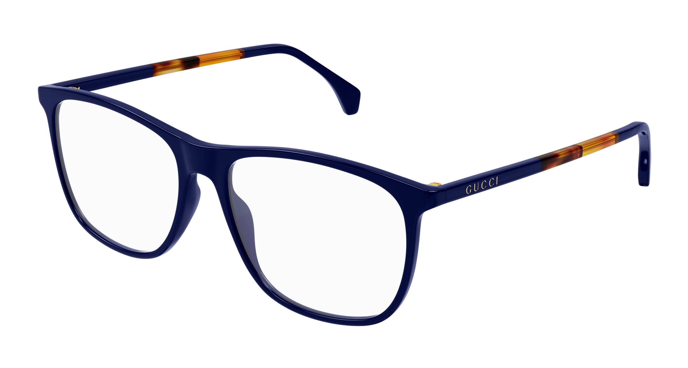 Gucci Uomo Gucci GG0554O 011 Montature da vista Acetato Blu Trasparente Squadrata