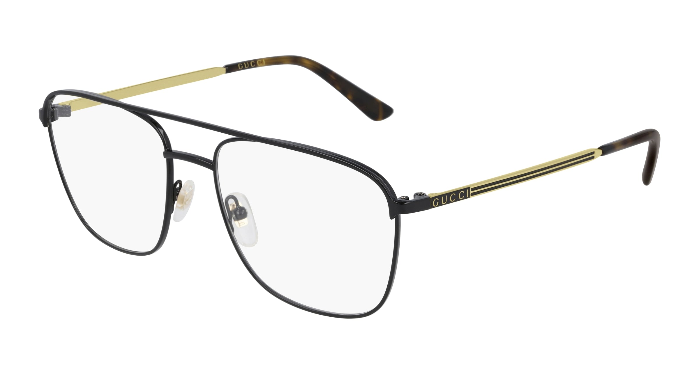 Gucci Uomo Gucci GG0833O 001 Montature da vista Metallo Nero Trasparente Pilot