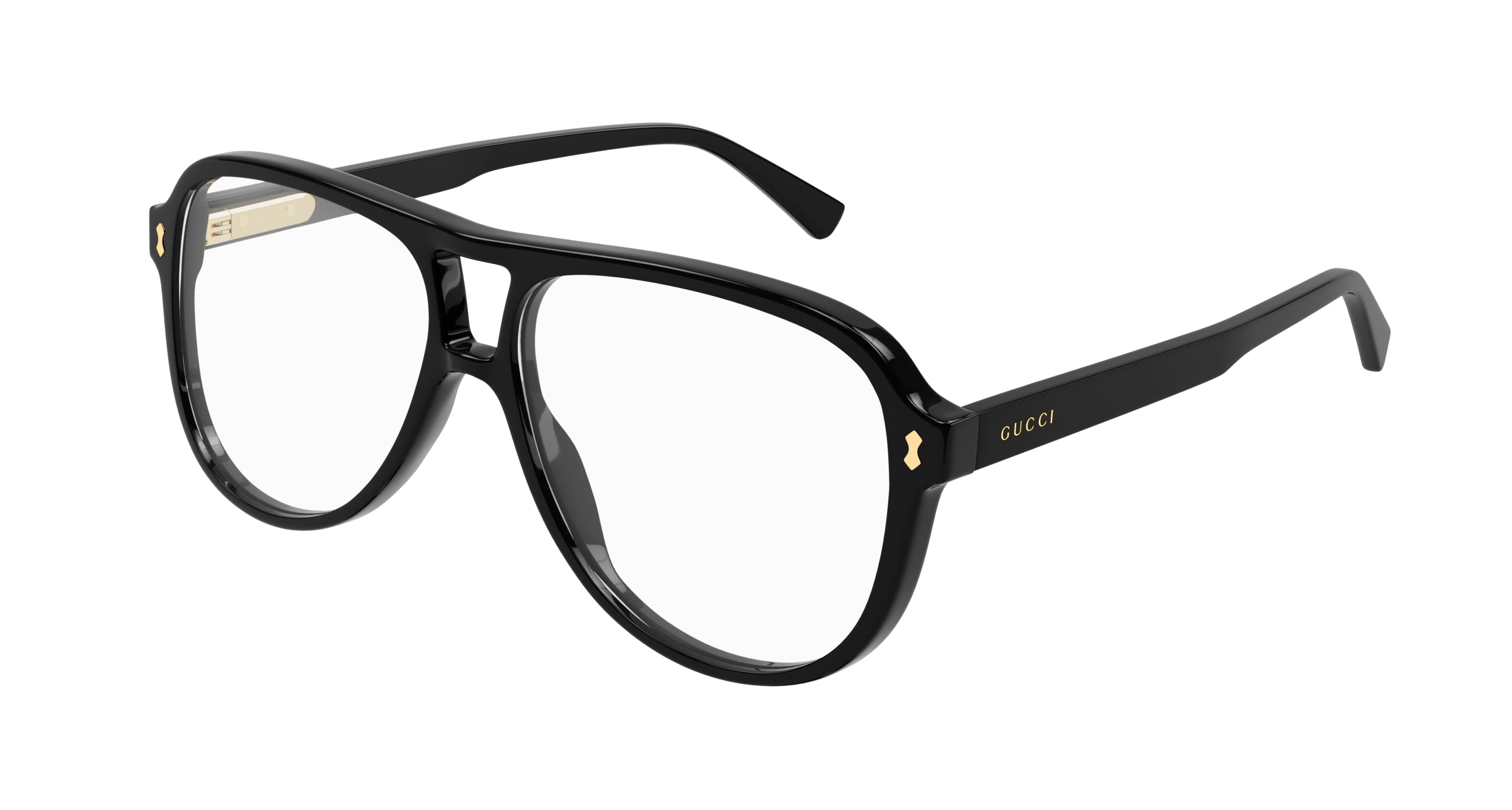 Gucci Uomo Gucci GG1044O 001 Montature da vista Acetato Nero Trasparente Pilot