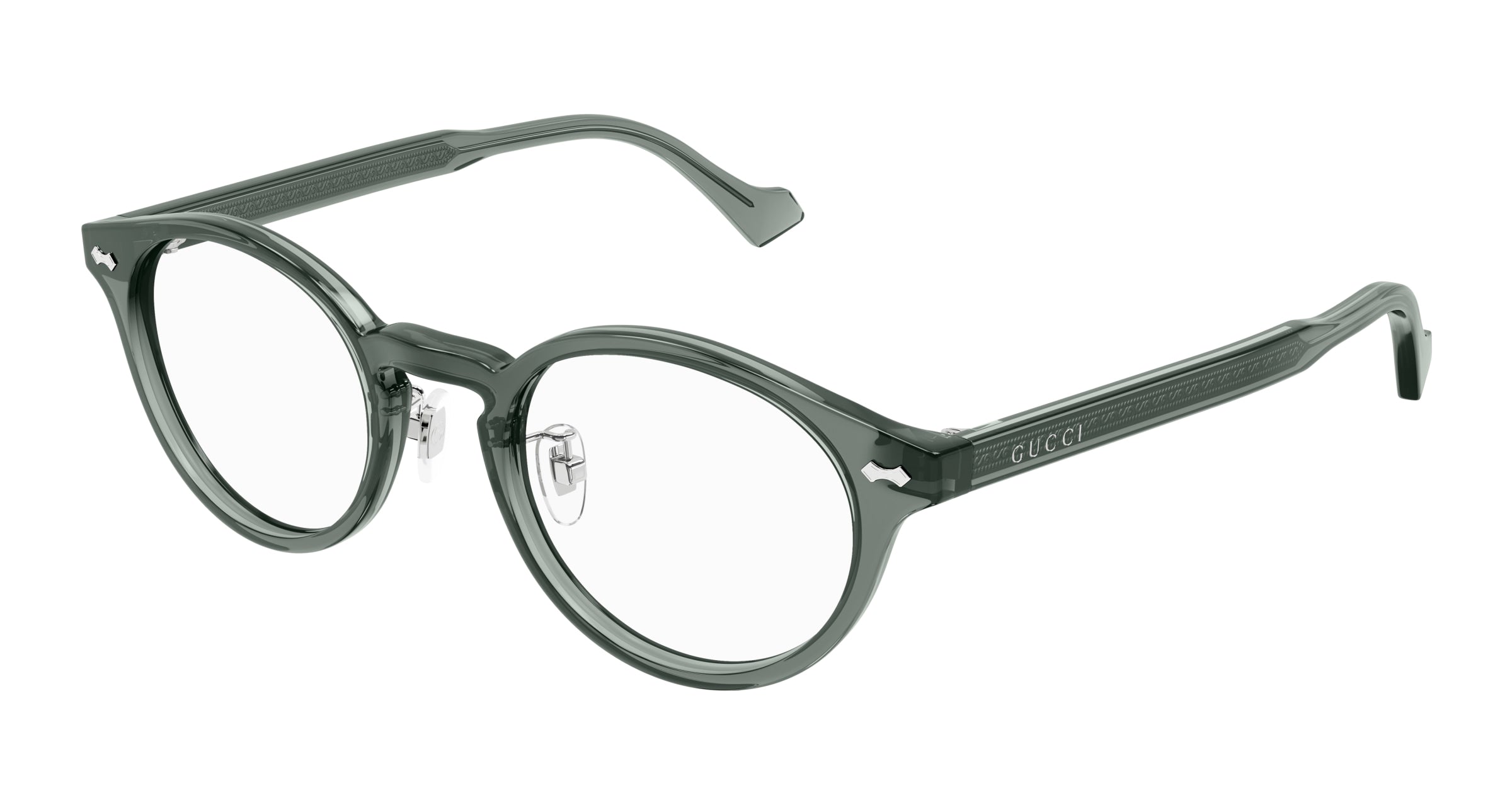 Gucci Uomo Gucci GG1127OJ 005 Montature da vista Acetato Grigio Trasparente Rotonda