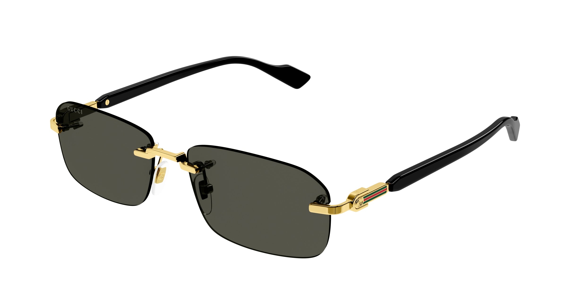 Gucci Uomo Gucci GG1221S 001 Occhiali da sole Metallo Oro Grigio Squadrata Normale
