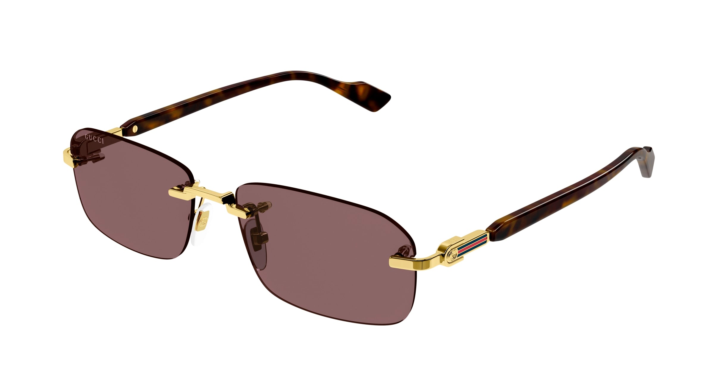 Gucci Uomo Gucci GG1221S 002 Occhiali da sole Metallo Oro Marrone Squadrata Normale