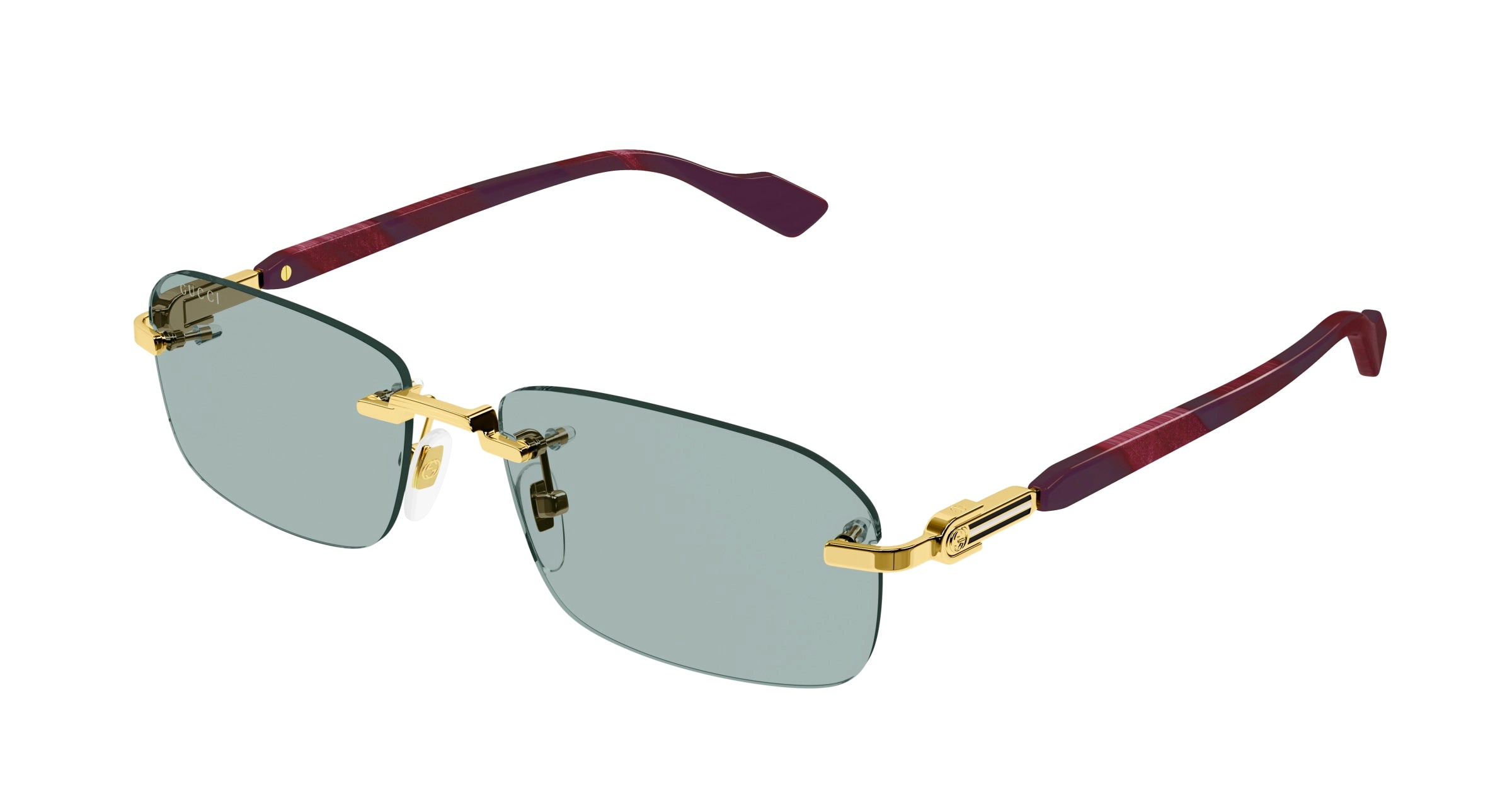 Gucci Uomo Gucci GG1221S 003 Occhiali da sole Metallo Oro Verde Squadrata Normale