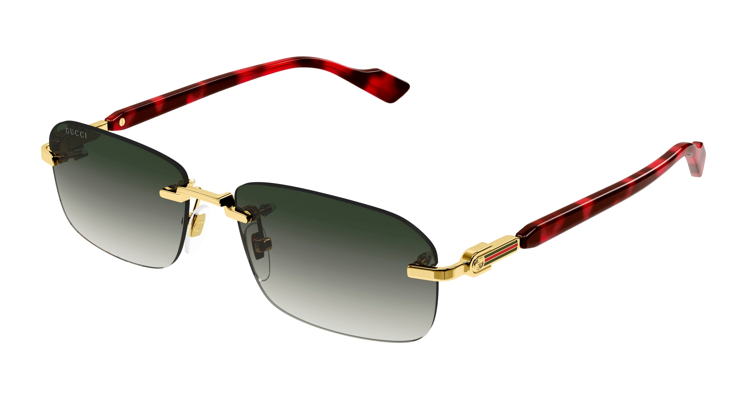 Gucci Uomo Gucci GG1221S 006 Occhiali da sole Metallo Oro Grigio Squadrata
