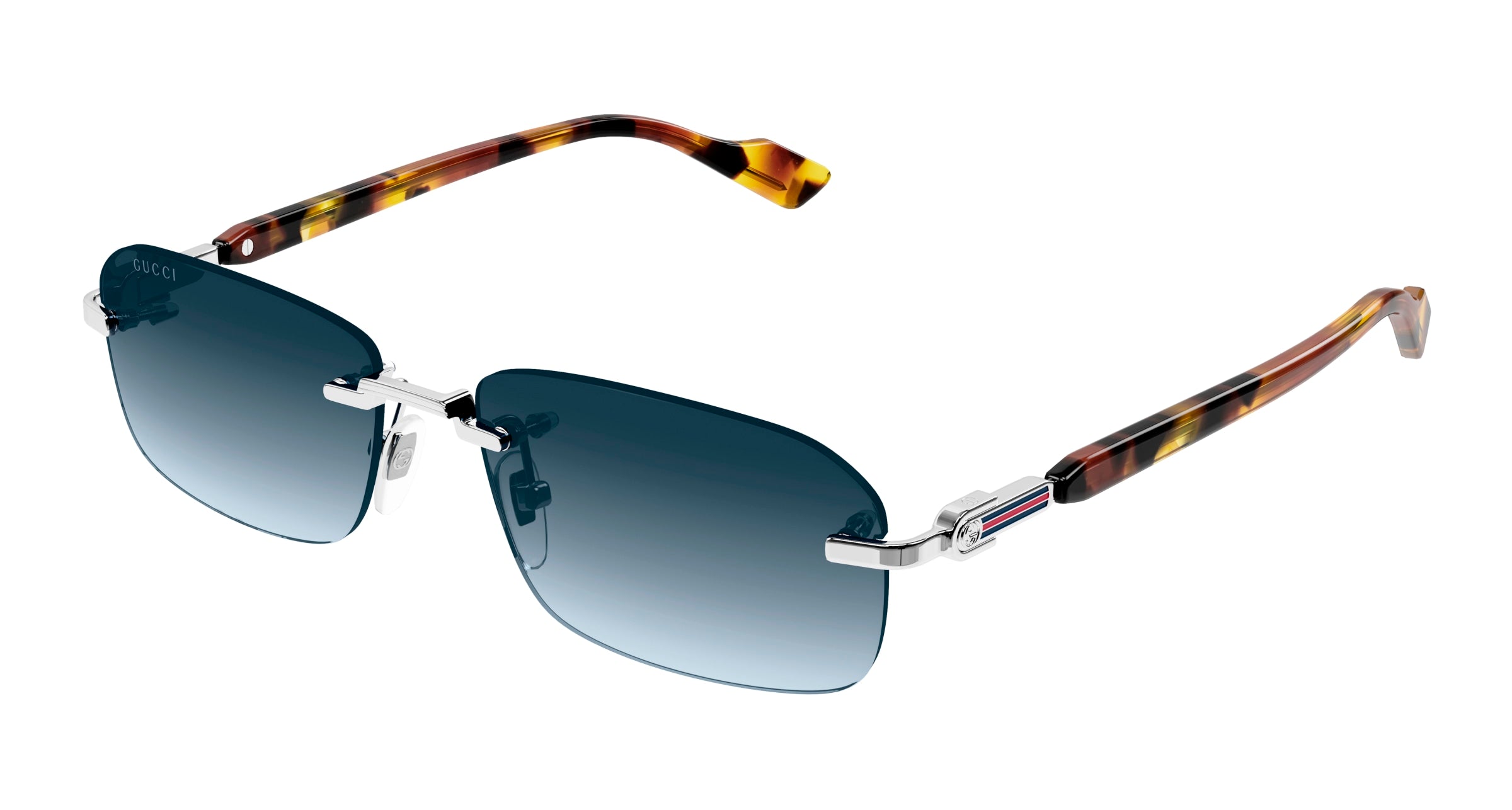 Gucci Uomo Gucci GG1221S 007 Occhiali da sole Metallo Argento Blu Squadrata Gucci Uomo Gucci GG1221S 007 Occhiali da sole Metallo Argento Blu Squadrata