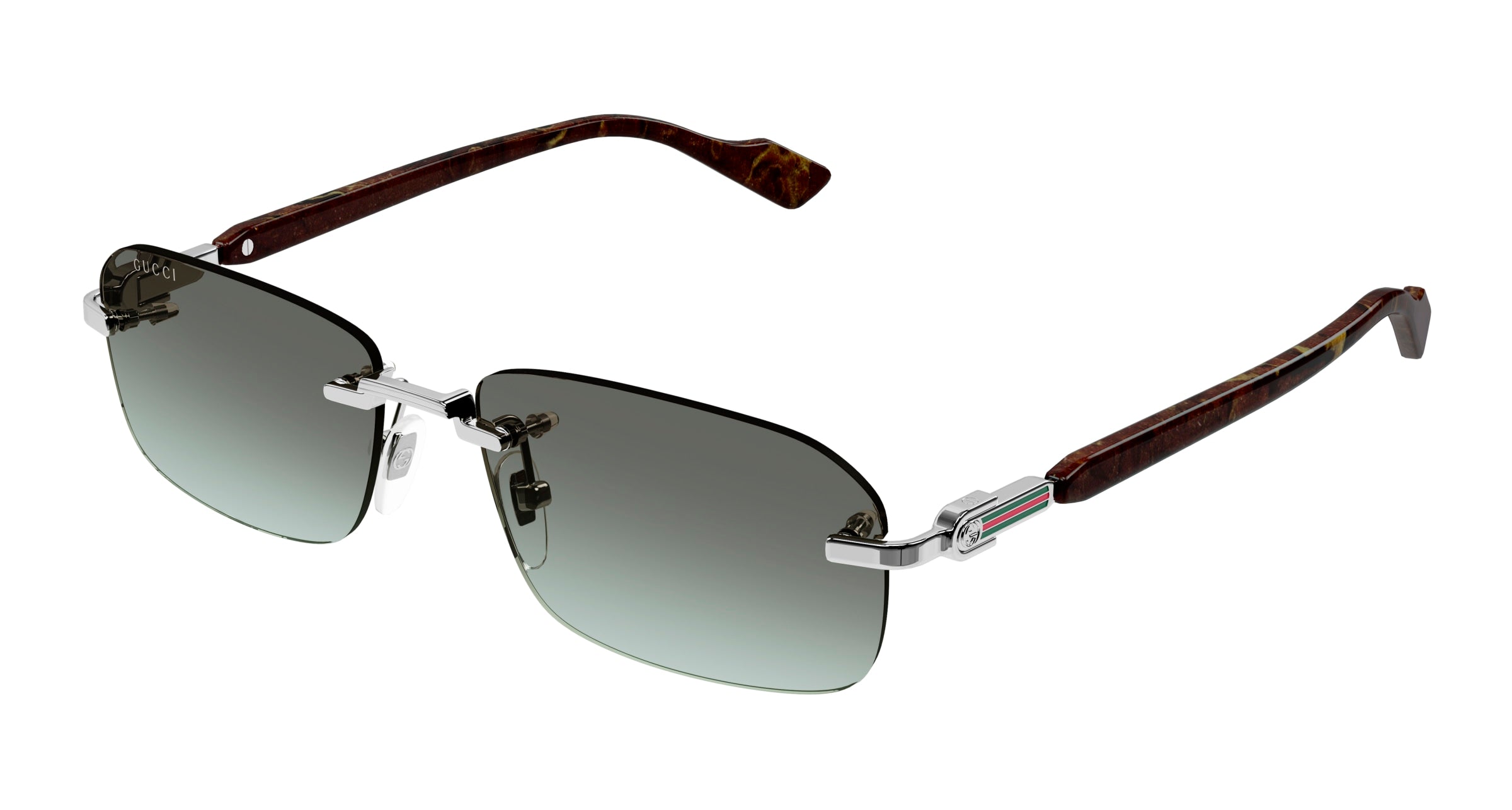 Gucci Uomo Gucci GG1221S 008 Occhiali da sole Metallo Argento Marrone Squadrata