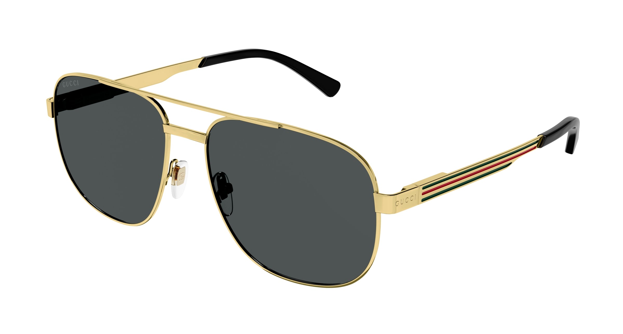 Gucci Uomo Gucci GG1223S 002 Occhiali da sole Metallo Oro Grigio Squadrata Normale
