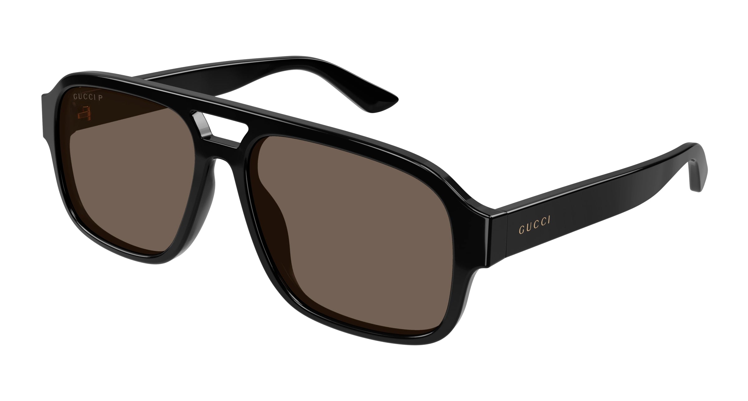 Gucci Uomo Gucci GG1342S 002 Occhiali da sole Plastica Nero Marrone Pilot Polarizzata