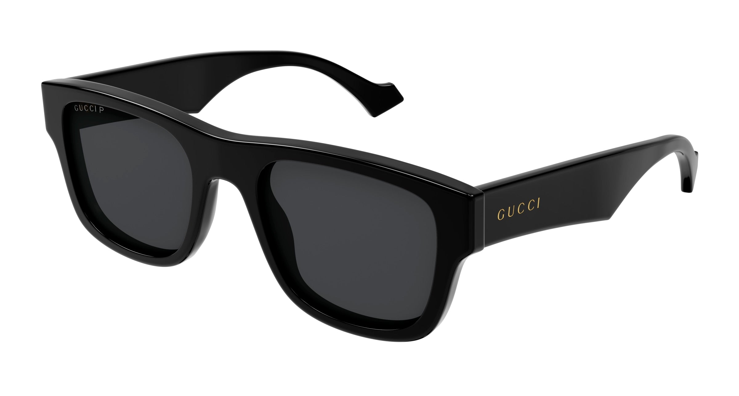 Gucci Uomo Gucci GG1427S 002 Occhiali da sole Acetato Nero Grigio Squadrata Polarizzata Antiriflesso
