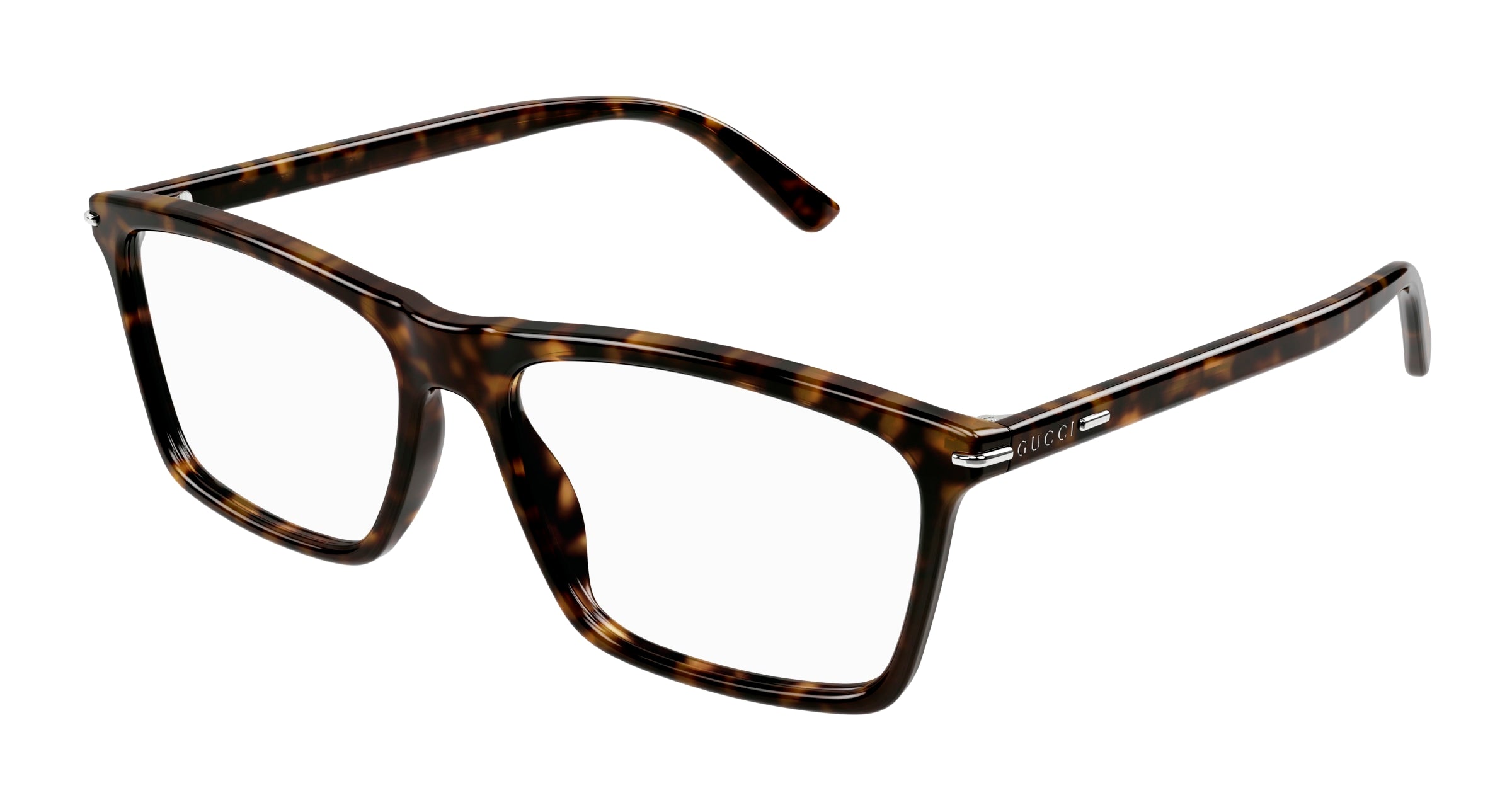 Gucci Uomo Gucci GG1445O 006 Montature da vista Acetato Havana Trasparente Squadrata