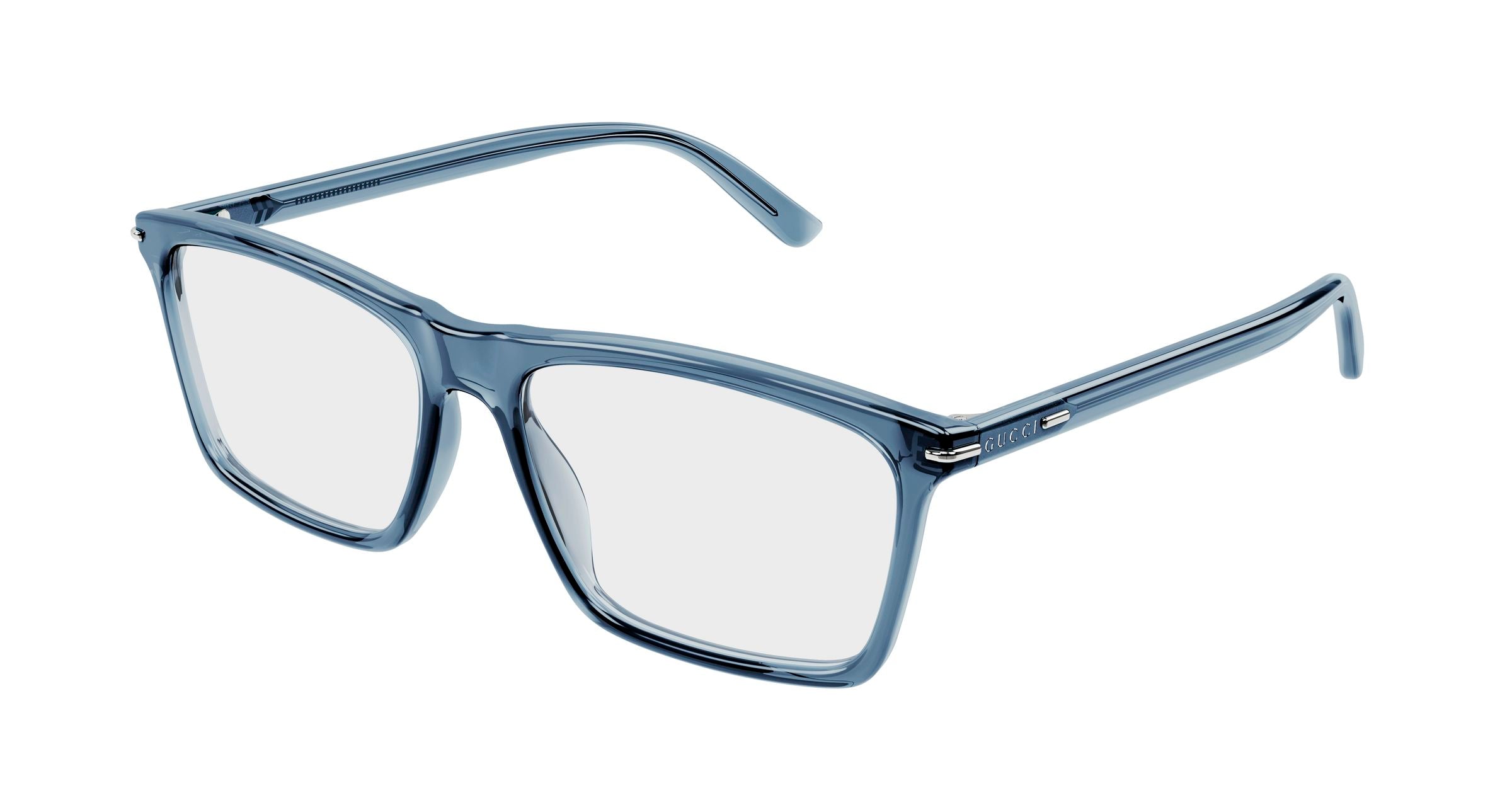 Gucci Uomo Gucci GG1445O 013 Montature da vista Acetato Blu Trasparente Squadrata