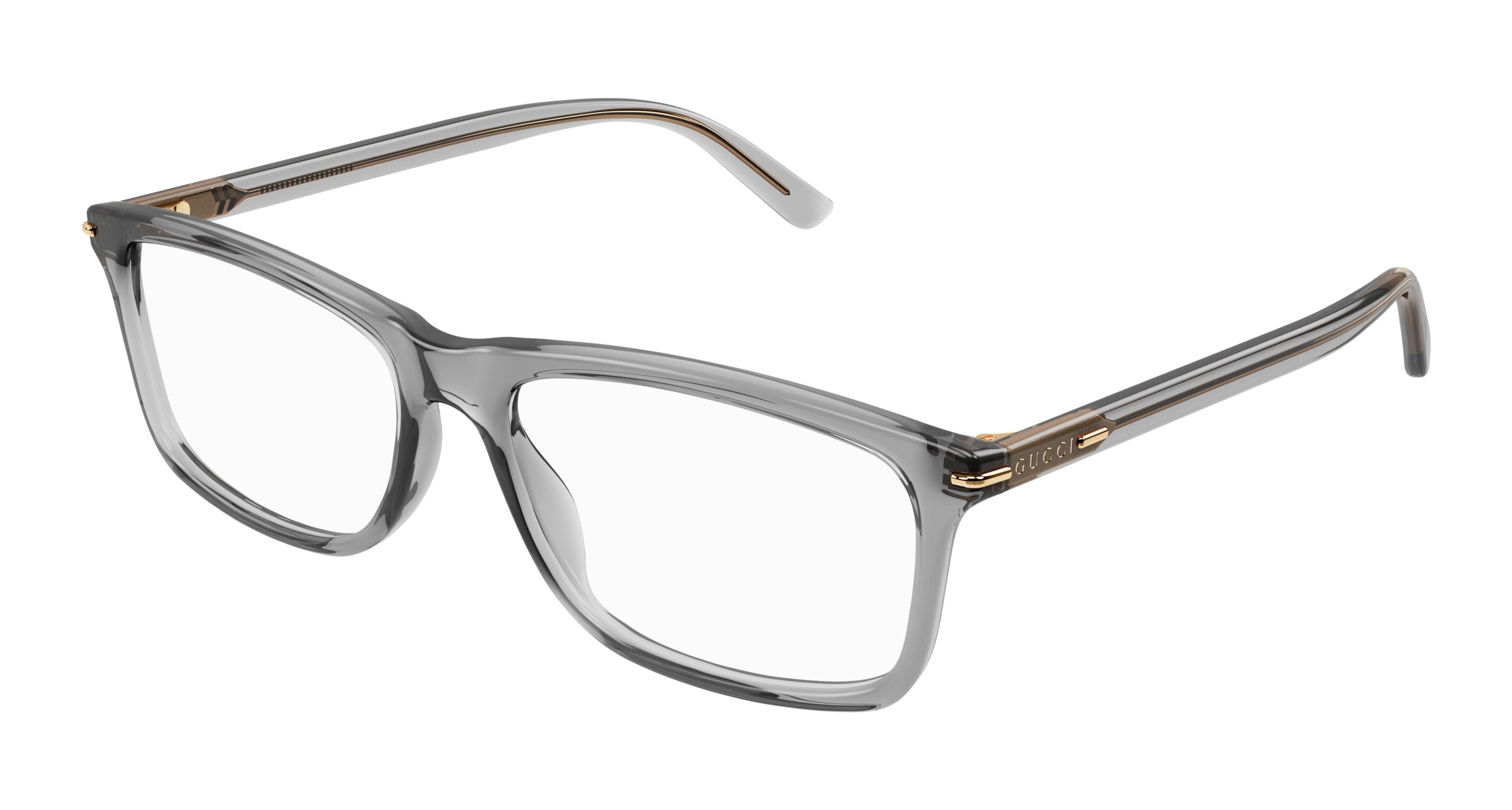 Gucci Uomo Gucci GG1447O 004 Montature da vista Acetato Grigio Trasparente Squadrata