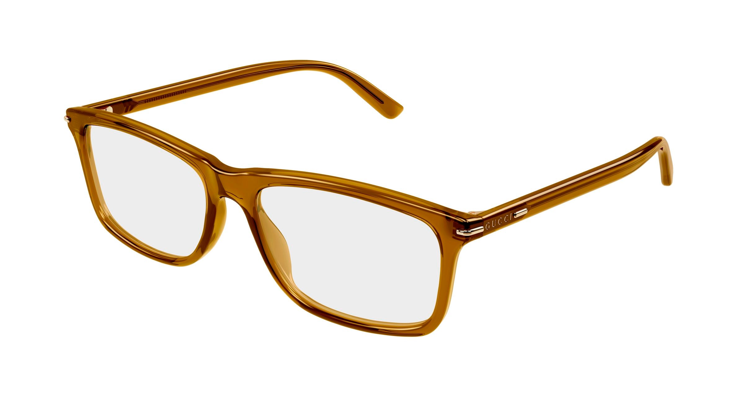 Gucci Uomo Gucci GG1447O 009 Montature da vista Acetato Marrone Trasparente Squadrata