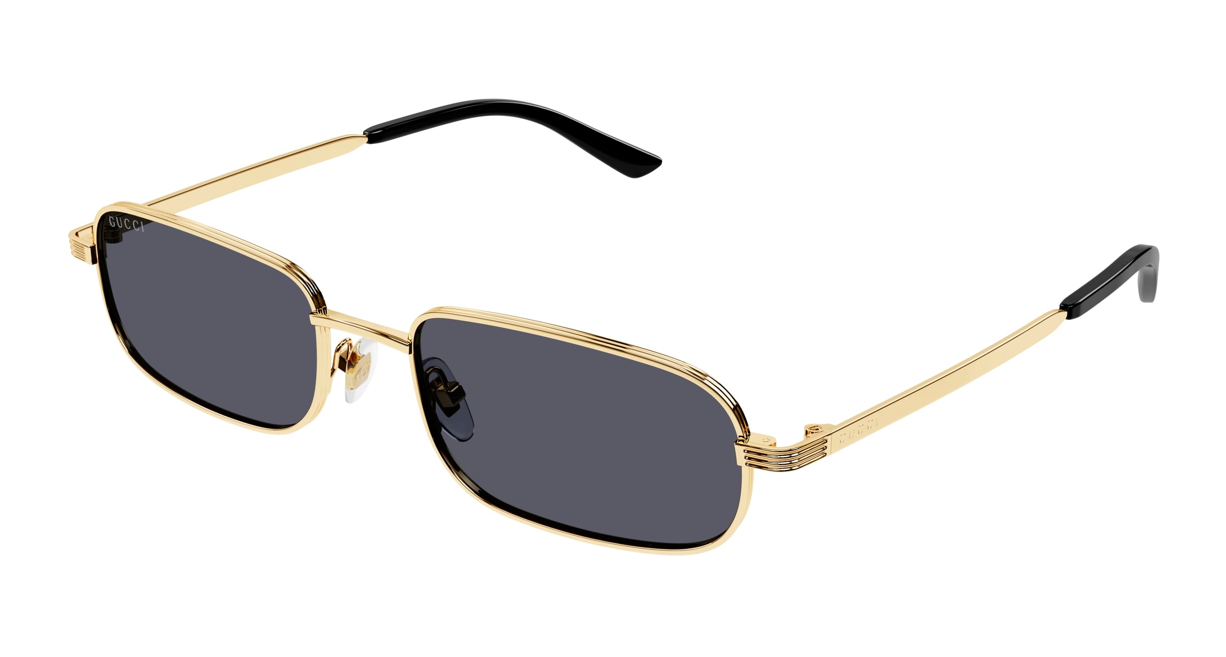 Gucci Uomo Gucci GG1457S 001 Occhiali da sole Metallo Oro Grigio Squadrata Normale