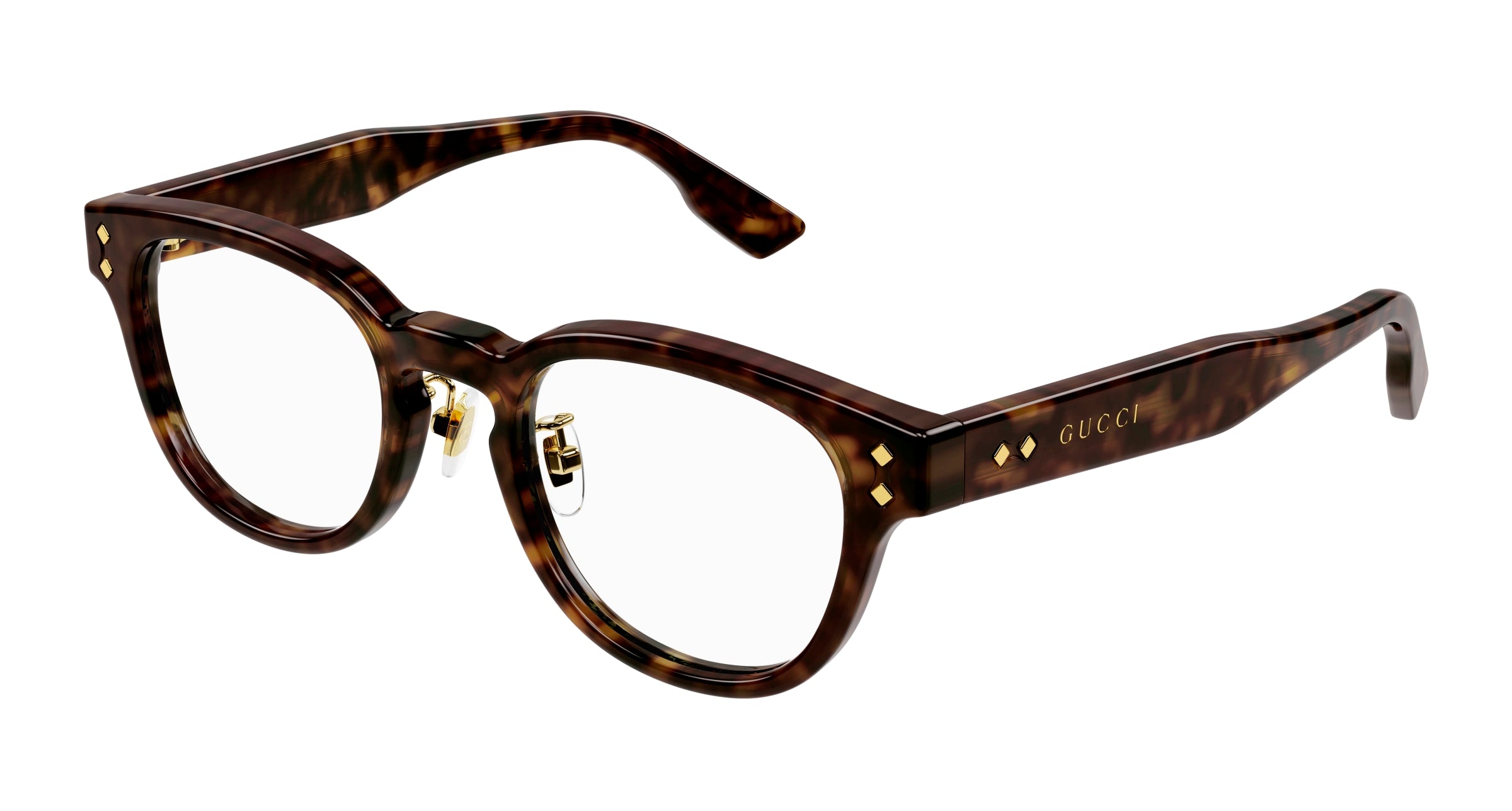 Gucci Uomo Gucci GG1470OJ 002 Montature da vista Acetato Havana Trasparente Rotonda Gucci Uomo Gucci GG1470OJ 002 Montature da vista Acetato Havana Trasparente Rotonda