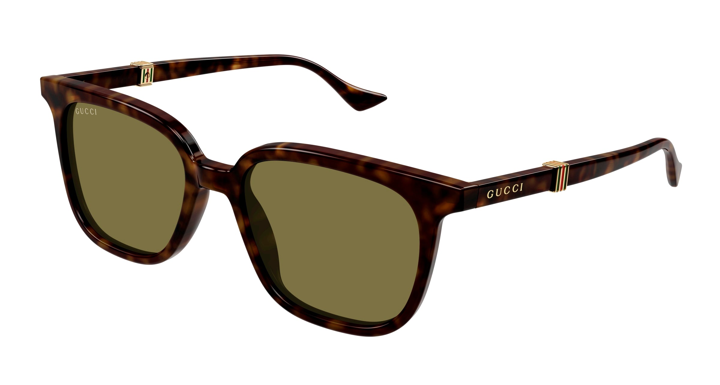 Gucci Uomo Gucci GG1493S 002 Occhiali da sole Acetato Havana Verde Squadrata