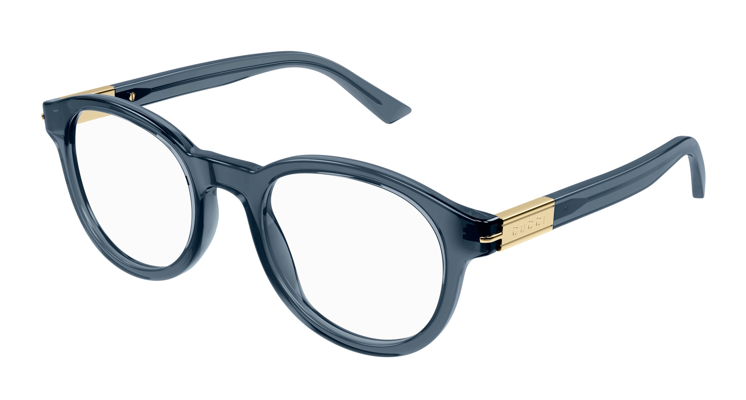 Gucci Uomo Gucci GG1503O 003 Montature da vista Acetato Blu Trasparente Rotonda