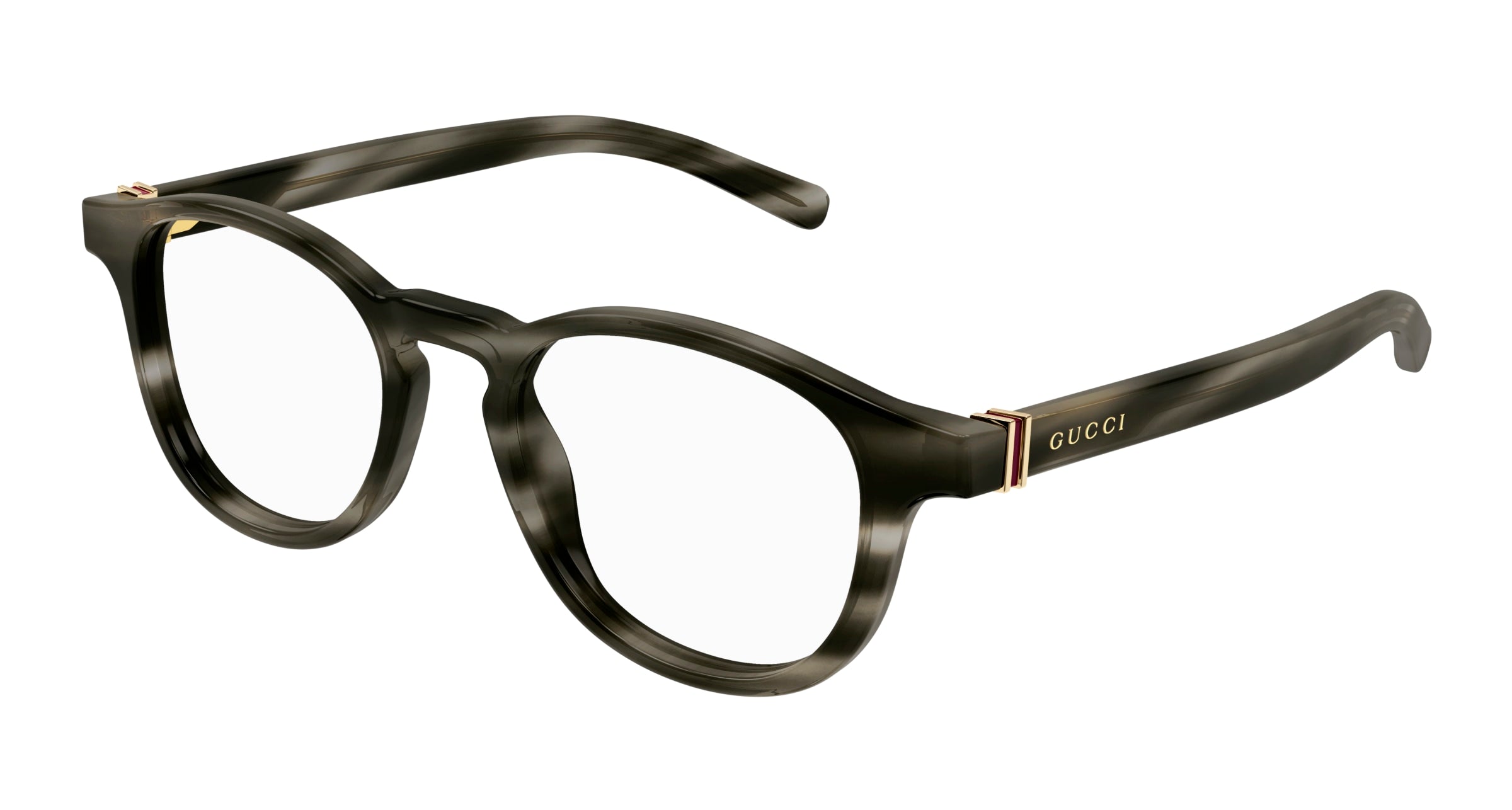 Gucci Uomo Gucci GG1510O 003 Montature da vista Acetato Havana Trasparente Rotonda