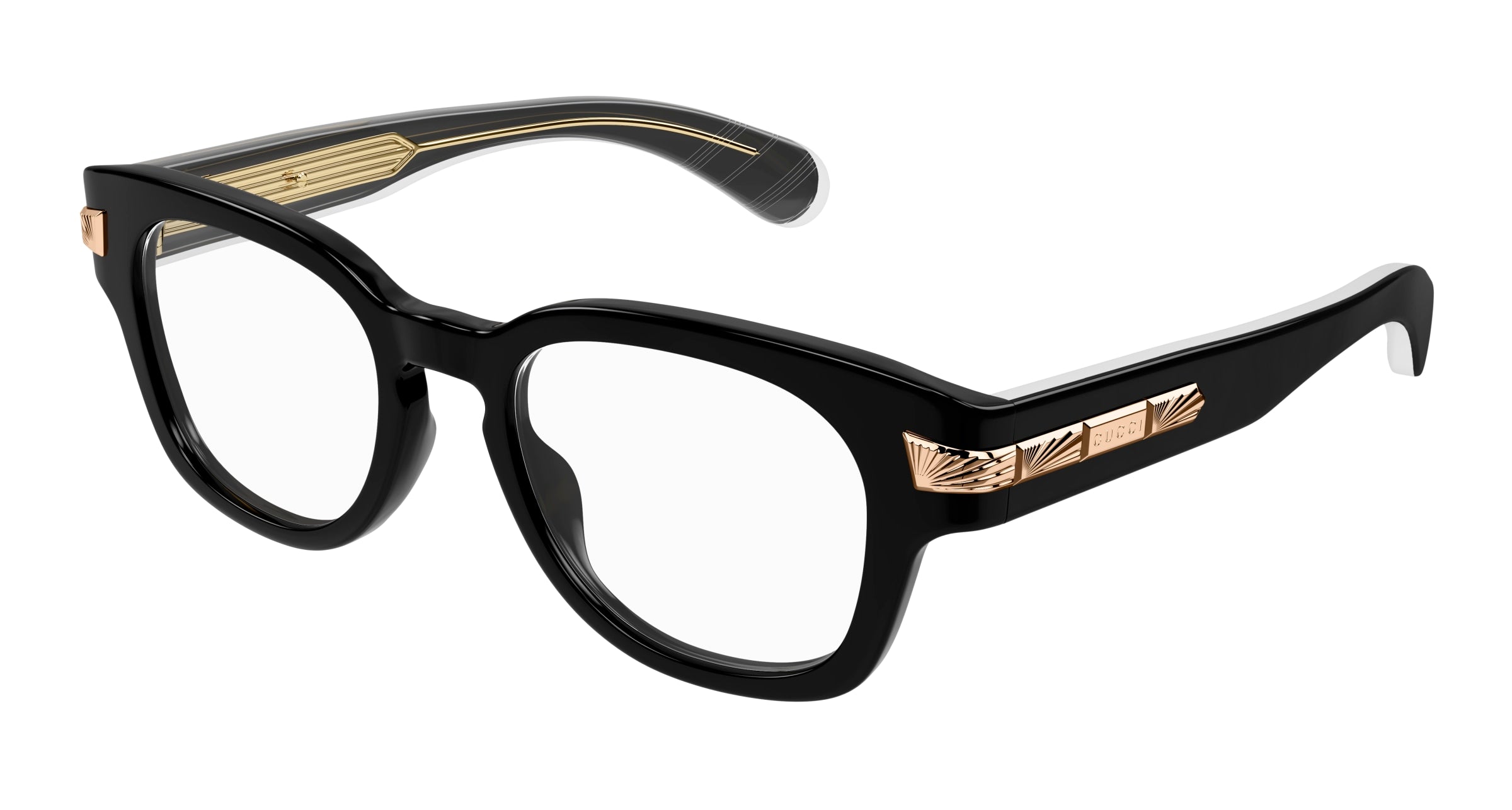 Gucci Uomo Gucci GG1518O 001 Montature da vista Acetato Nero Trasparente Rotonda