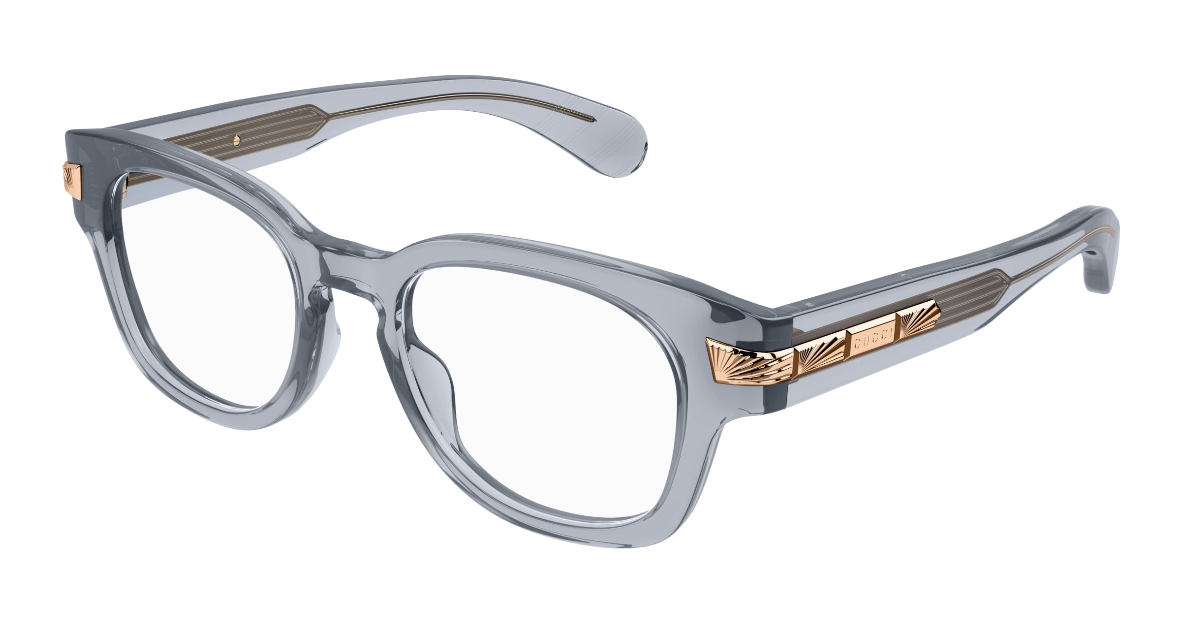 Gucci Uomo Gucci GG1518O 003 Montature da vista Acetato Grigio Trasparente Rotonda Gucci Uomo Gucci GG1518O 003 Montature da vista Acetato Grigio Trasparente Rotonda