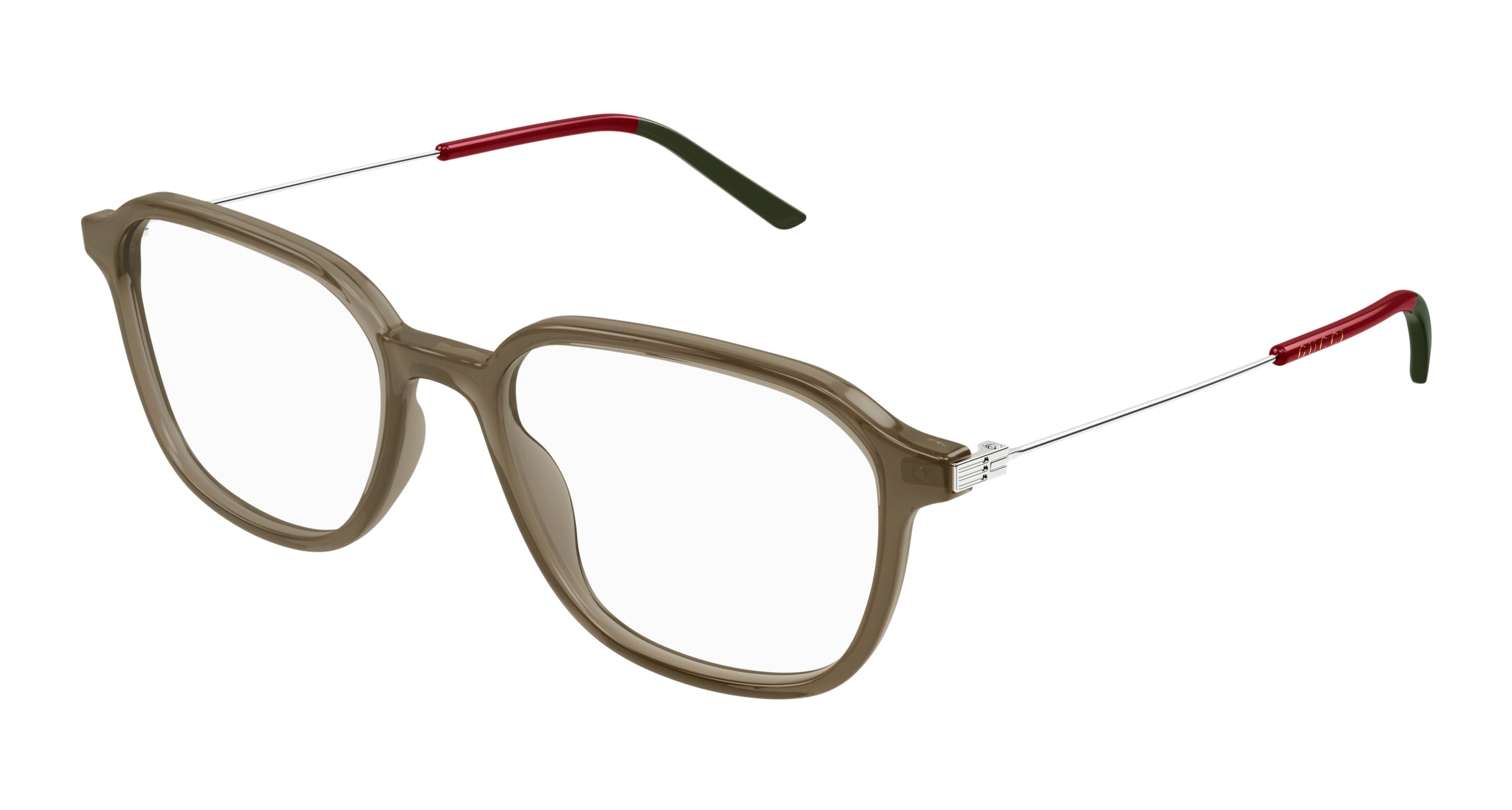 Gucci Uomo Gucci GG1576O 004 Montature da vista Acetato Verde Trasparente Squadrata
