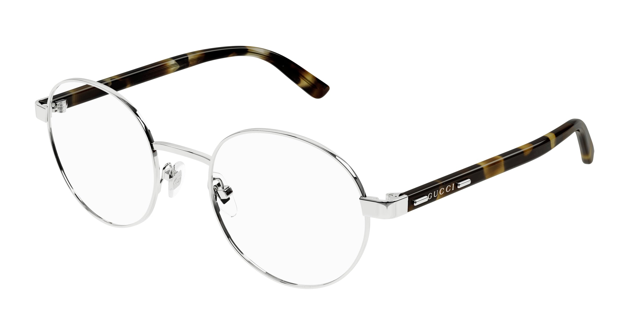 Gucci Uomo Gucci GG1585O 002 Montature da vista Metallo Argento Trasparente Rotonda