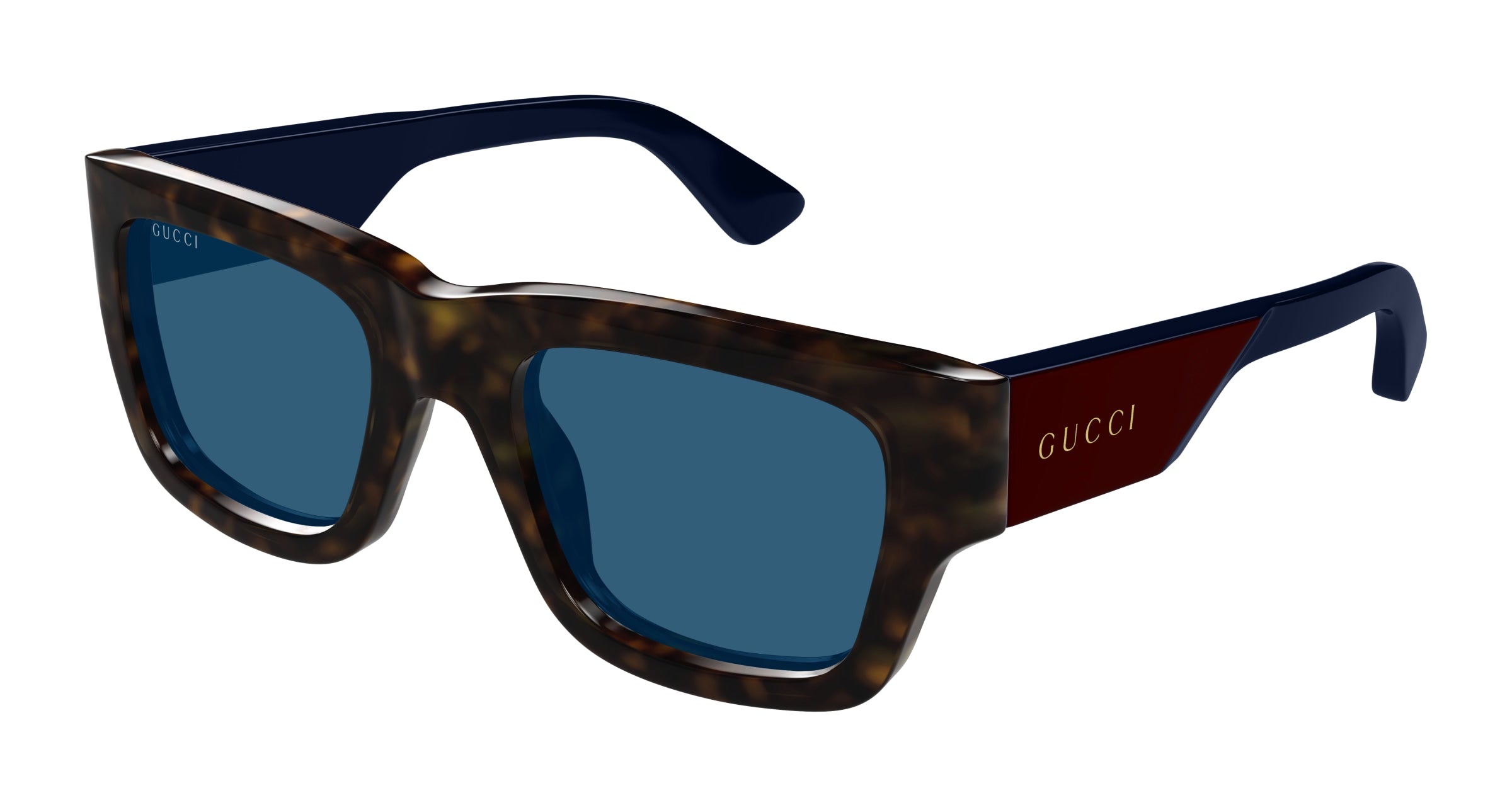 Gucci Uomo Gucci GG1668S 002 Occhiali da sole Acetato Havana Blu Squadrata