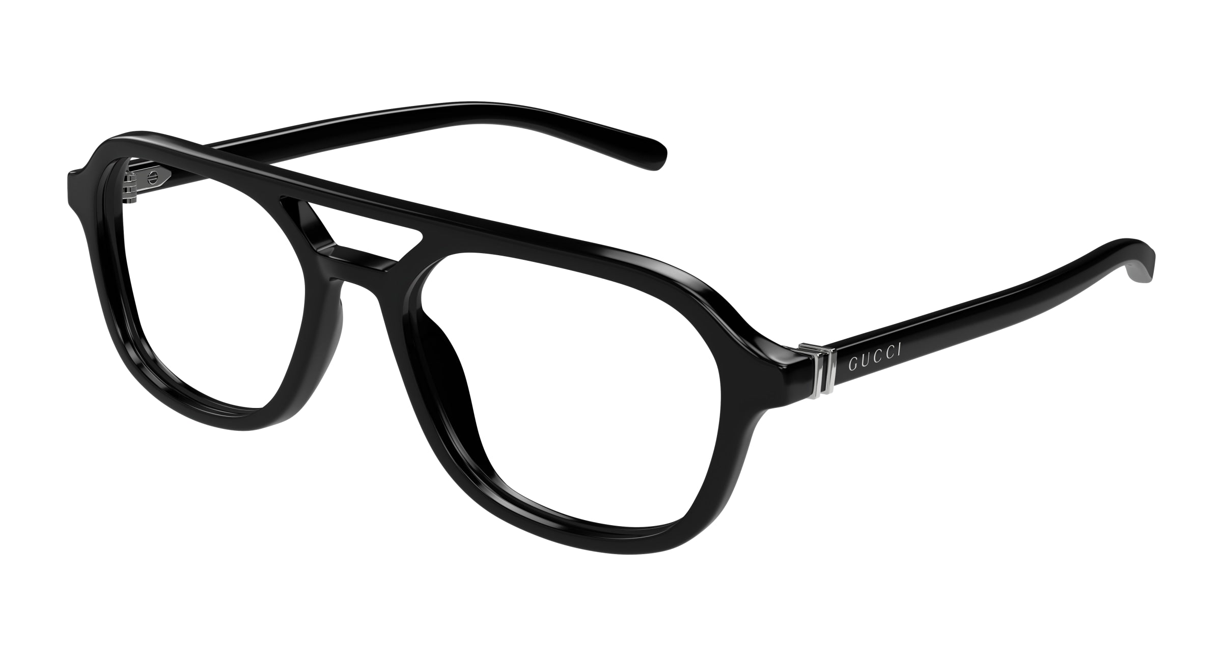 Gucci Uomo Gucci GG1673O 001 Montature da vista Acetato Nero Trasparente Pilot