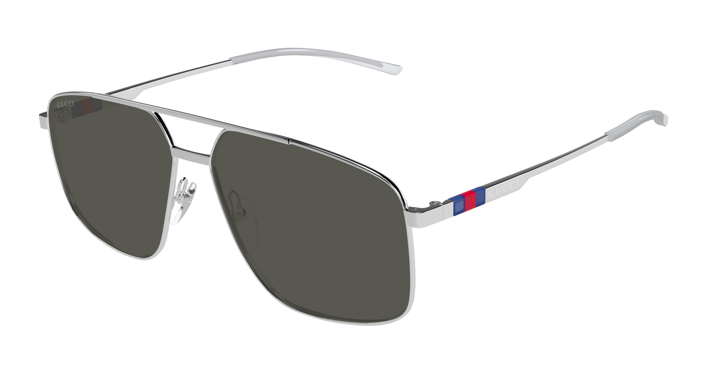 Gucci Uomo Gucci GG1676S 001 Occhiali da sole Metallo Argento Grigio Pilot