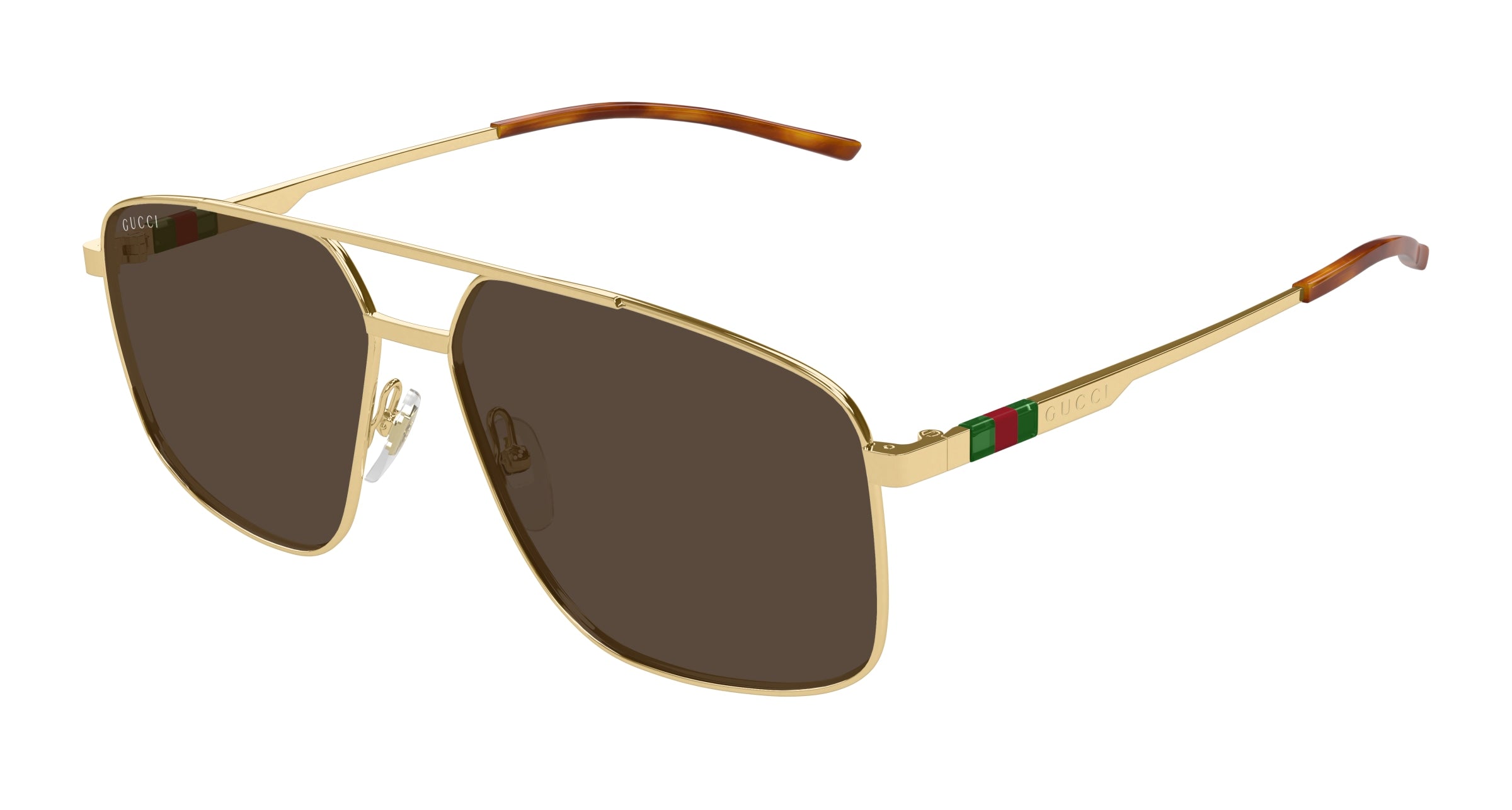 Gucci Uomo Gucci GG1676S 002 Occhiali da sole Metallo Oro Marrone Pilot