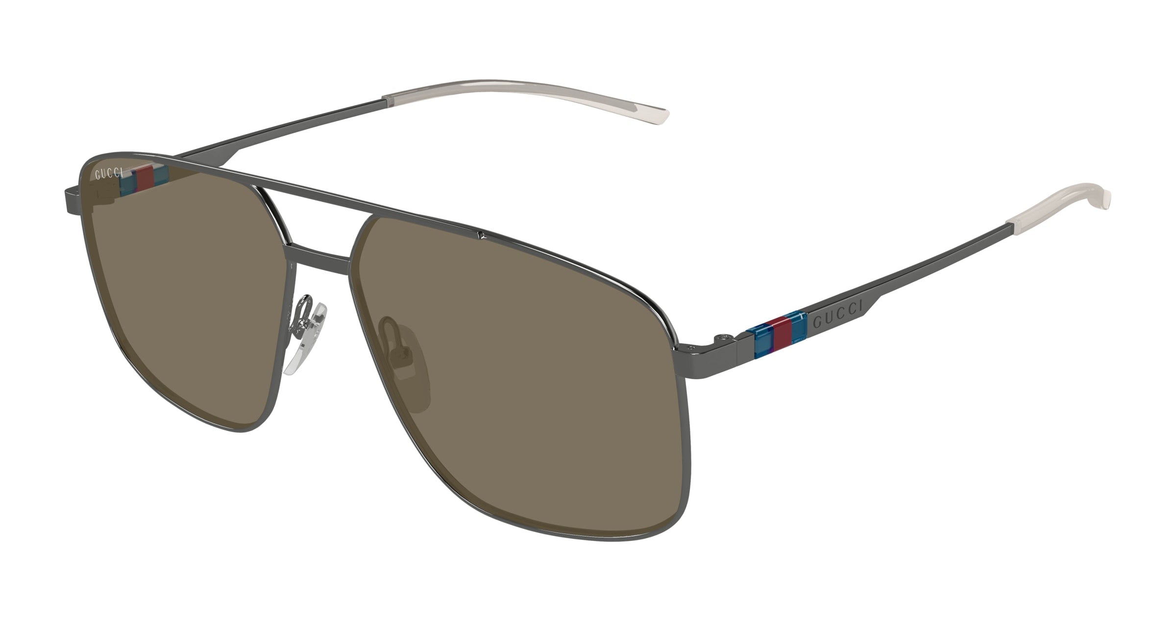Gucci Uomo Gucci GG1676S 003 Occhiali da sole Metallo Rutenio Marrone Pilot