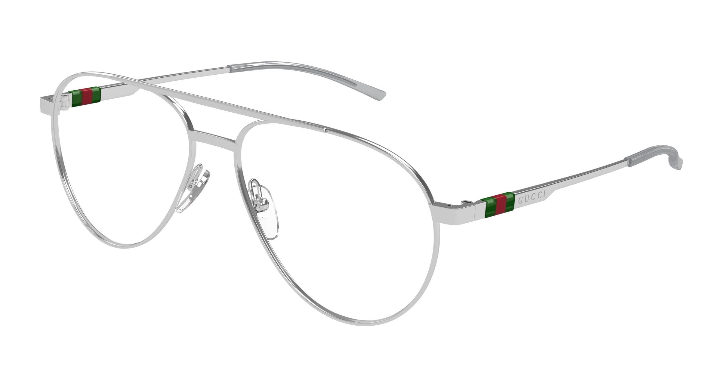 Gucci Uomo Gucci GG1679O 001 Montature da vista Metallo Argento Trasparente Pilot Gucci Uomo Gucci GG1679O 001 Montature da vista Metallo Argento Trasparente Pilot