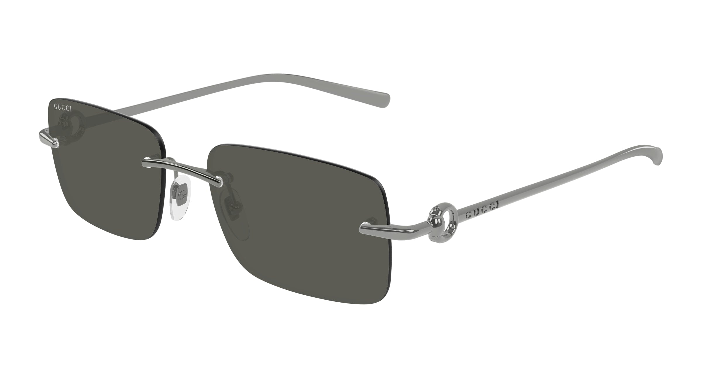 Gucci Uomo Gucci GG1703S 001 Occhiali da sole Metallo Rutenio Grigio Squadrata
