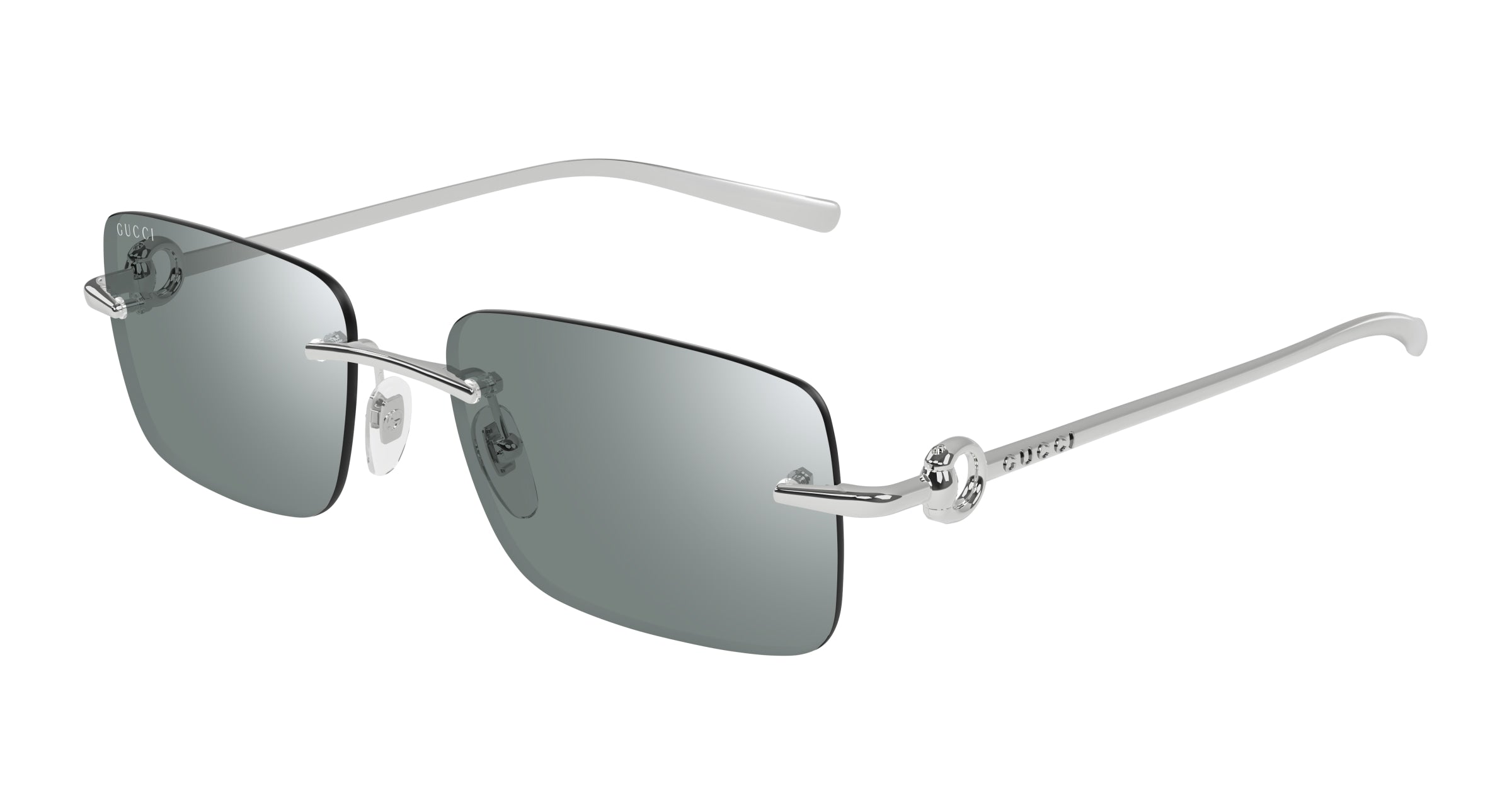 Gucci Uomo Gucci GG1703S 002 Occhiali da sole Metallo Argento Verde Squadrata Gucci Uomo Gucci GG1703S 002 Occhiali da sole Metallo Argento Verde Squadrata