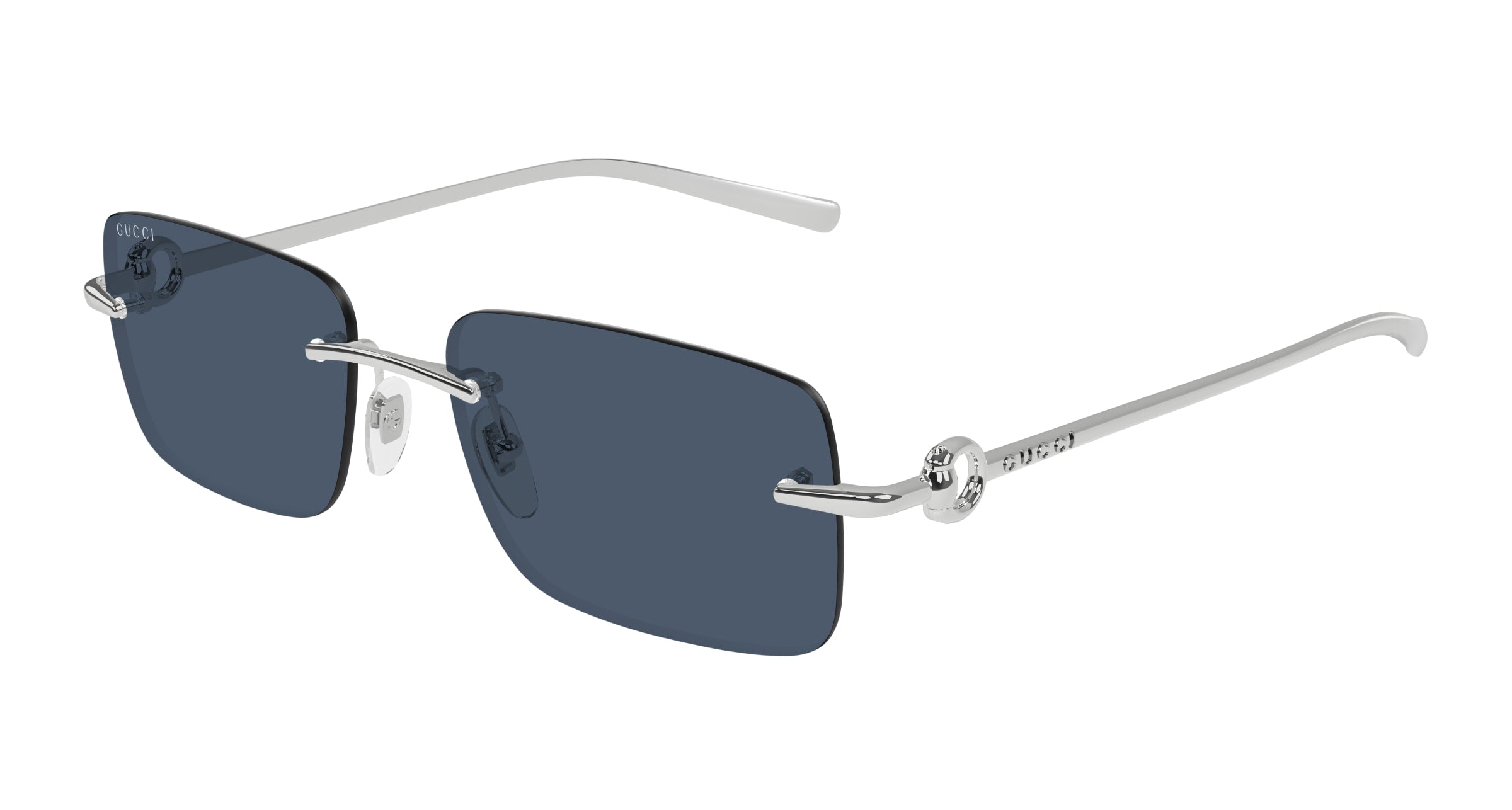 Gucci Uomo Gucci GG1703S 003 Occhiali da sole Metallo Argento Blu Squadrata Gucci Uomo Gucci GG1703S 003 Occhiali da sole Metallo Argento Blu Squadrata