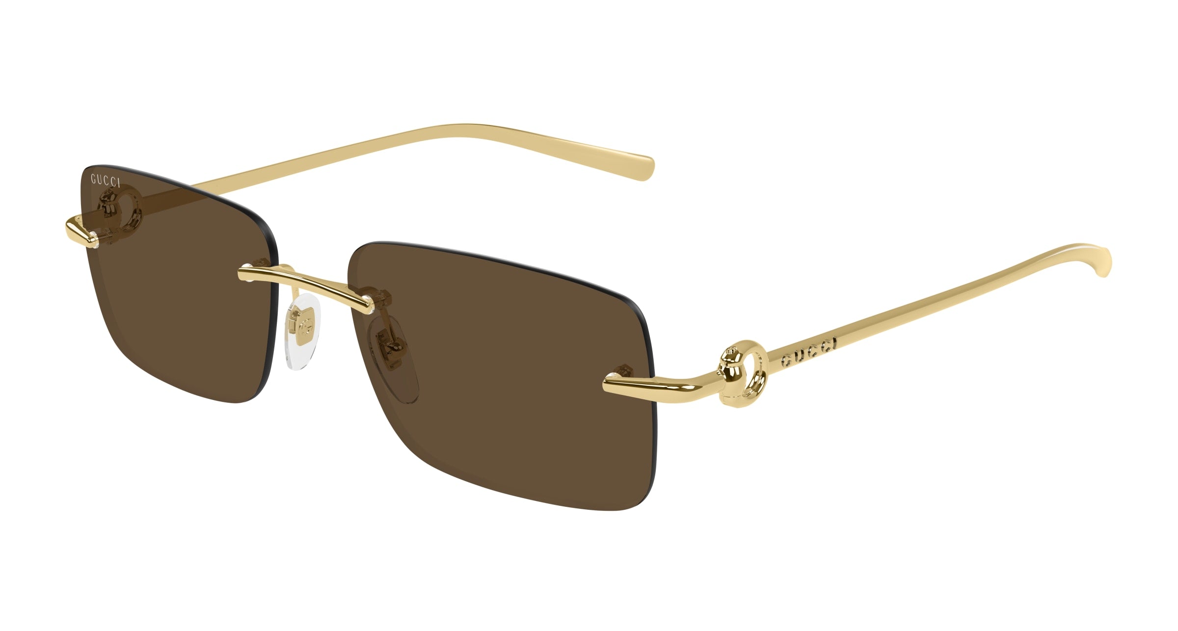 Gucci Uomo Gucci GG1703S 004 Occhiali da sole Metallo Oro Marrone Squadrata