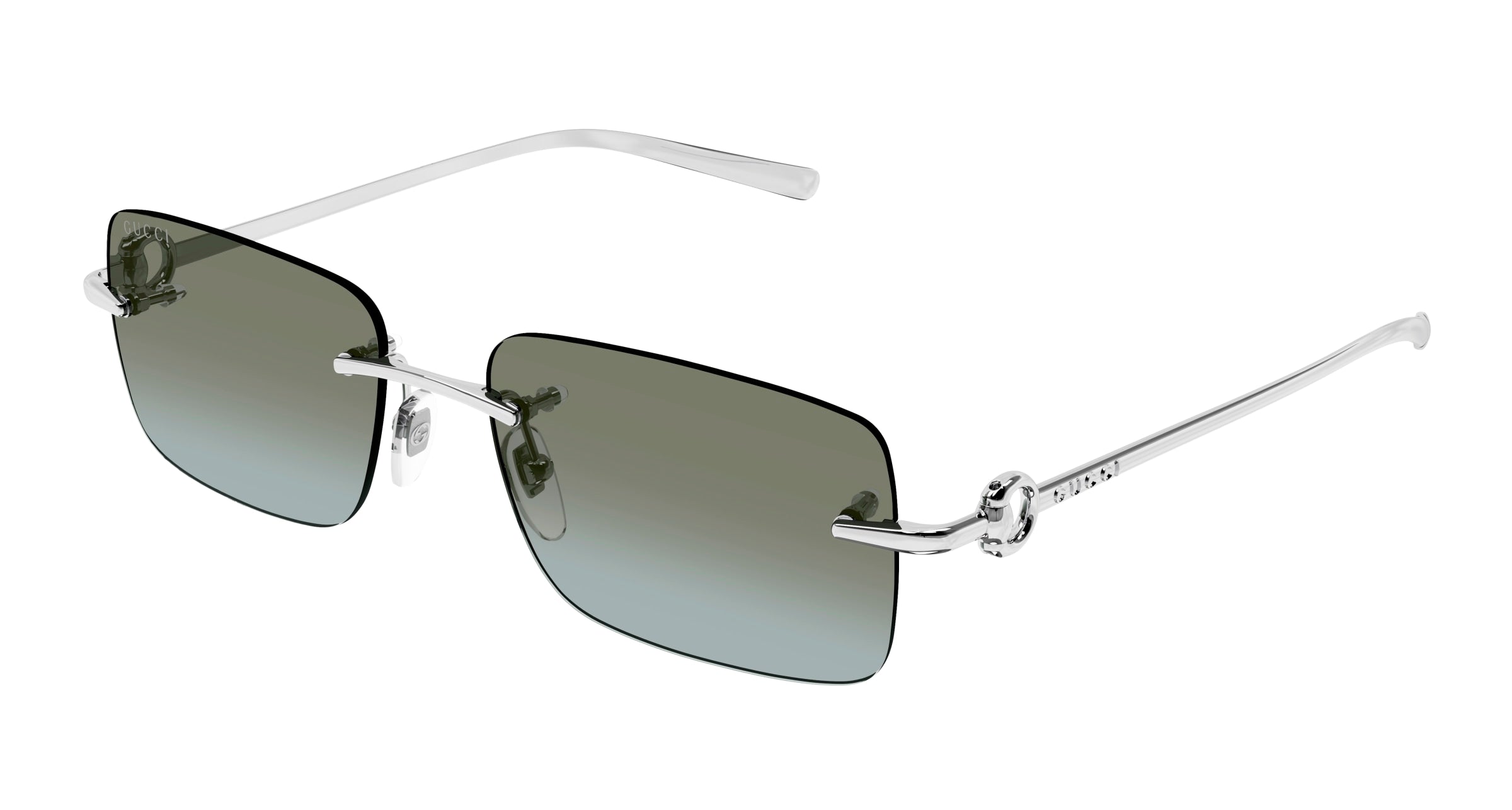 Gucci Uomo Gucci GG1703S 007 Occhiali da sole Metallo Argento Marrone Squadrata