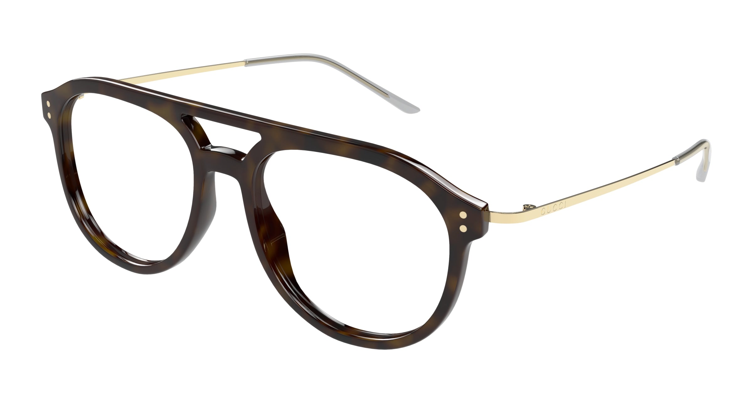 Gucci Uomo Gucci GG1708O 002 Montature da vista Acetato Havana Trasparente Pilot