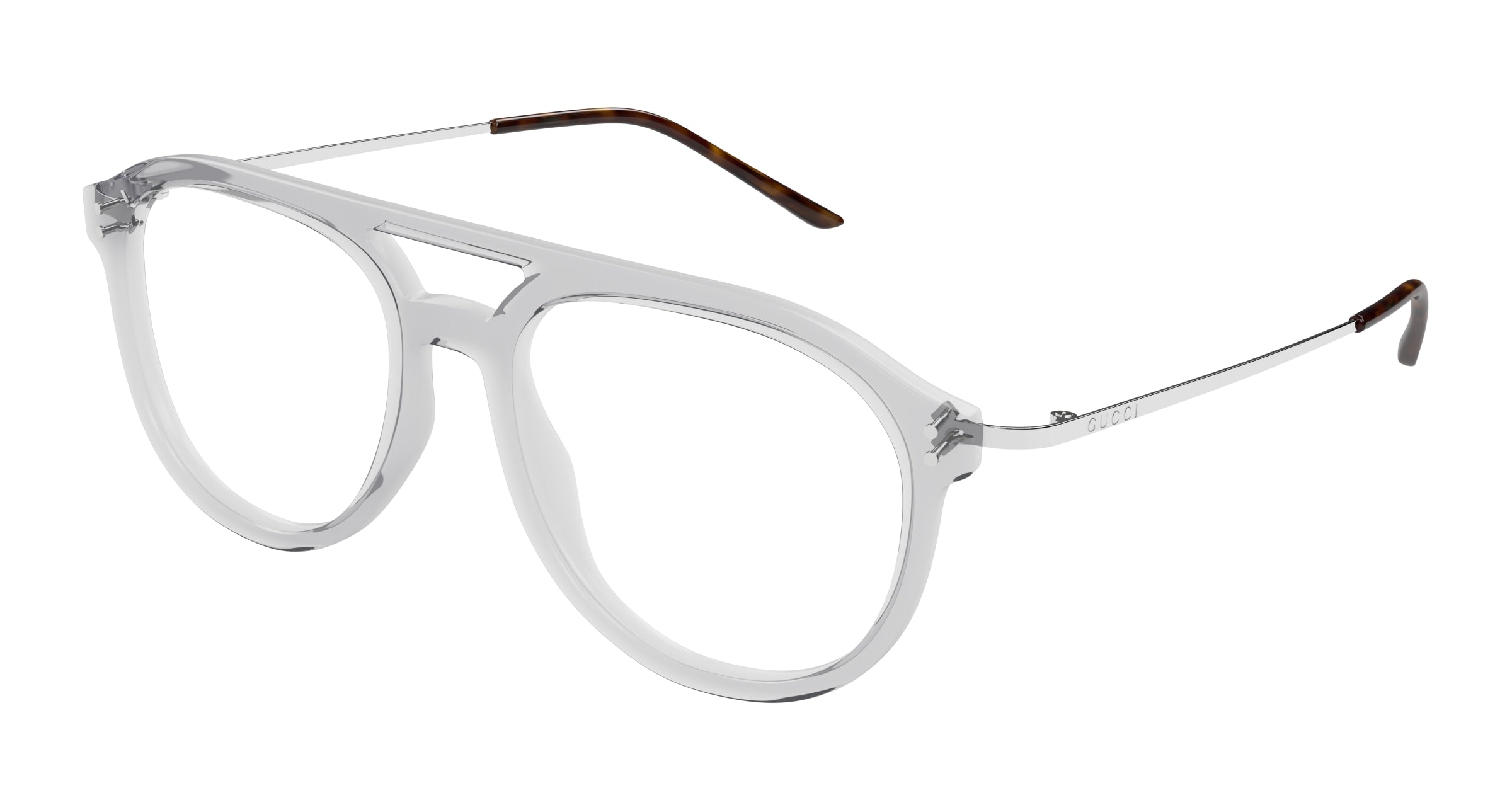 Gucci Uomo Gucci GG1708O 003 Montature da vista Acetato Grigio Trasparente Pilot Gucci Uomo Gucci GG1708O 003 Montature da vista Acetato Grigio Trasparente Pilot